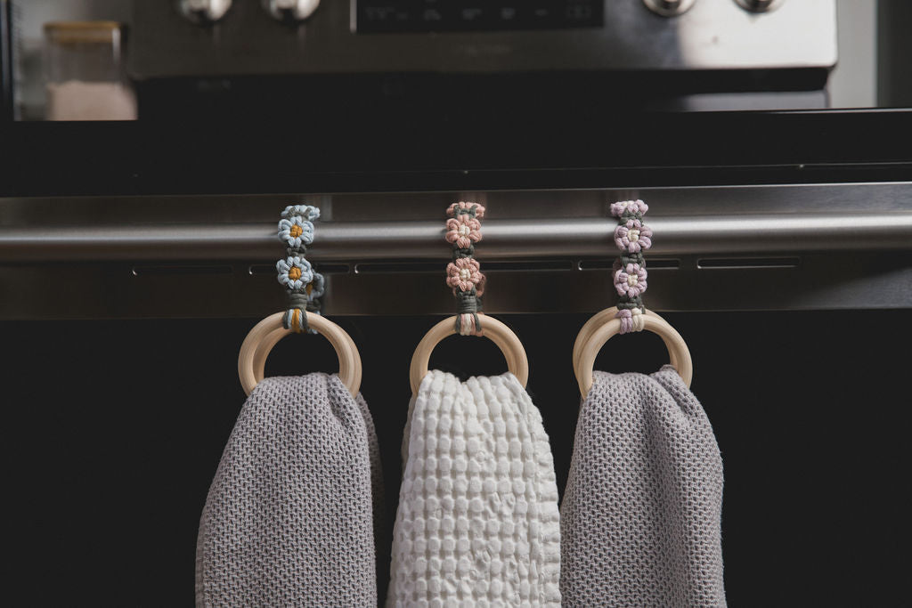 Macrame Daisy Tea Towel Holder - New Colours