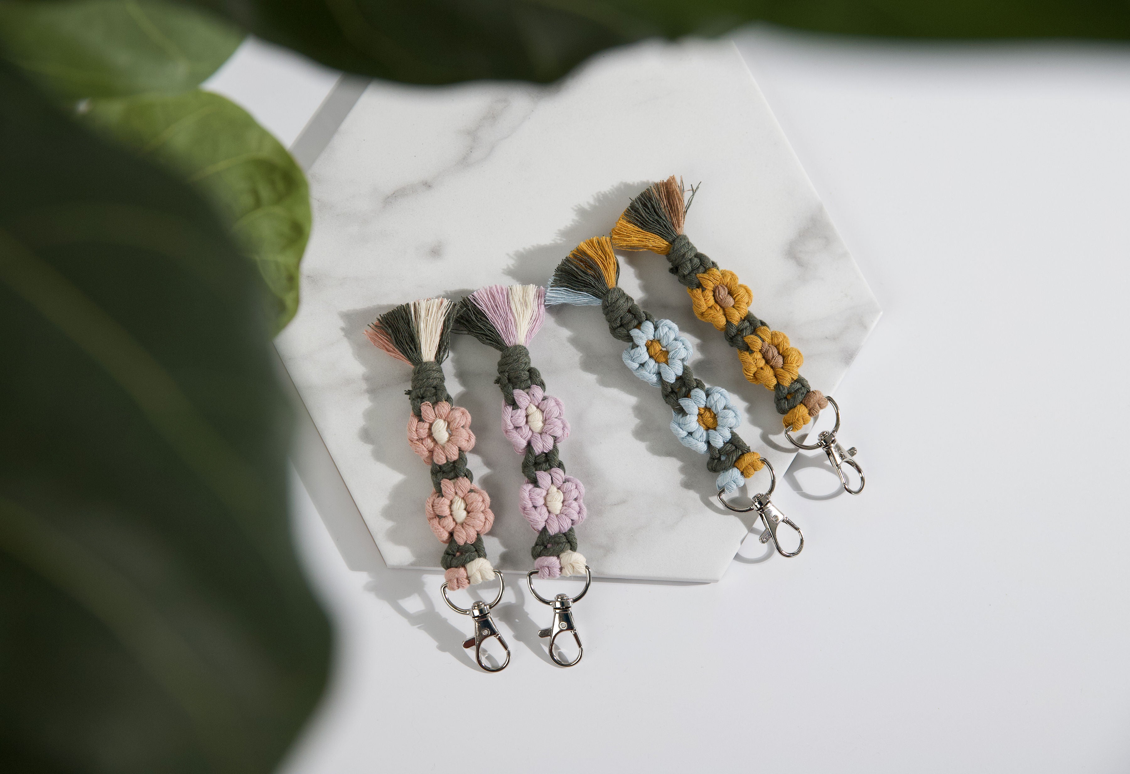 Macrame Daisy Keychain - New Colours