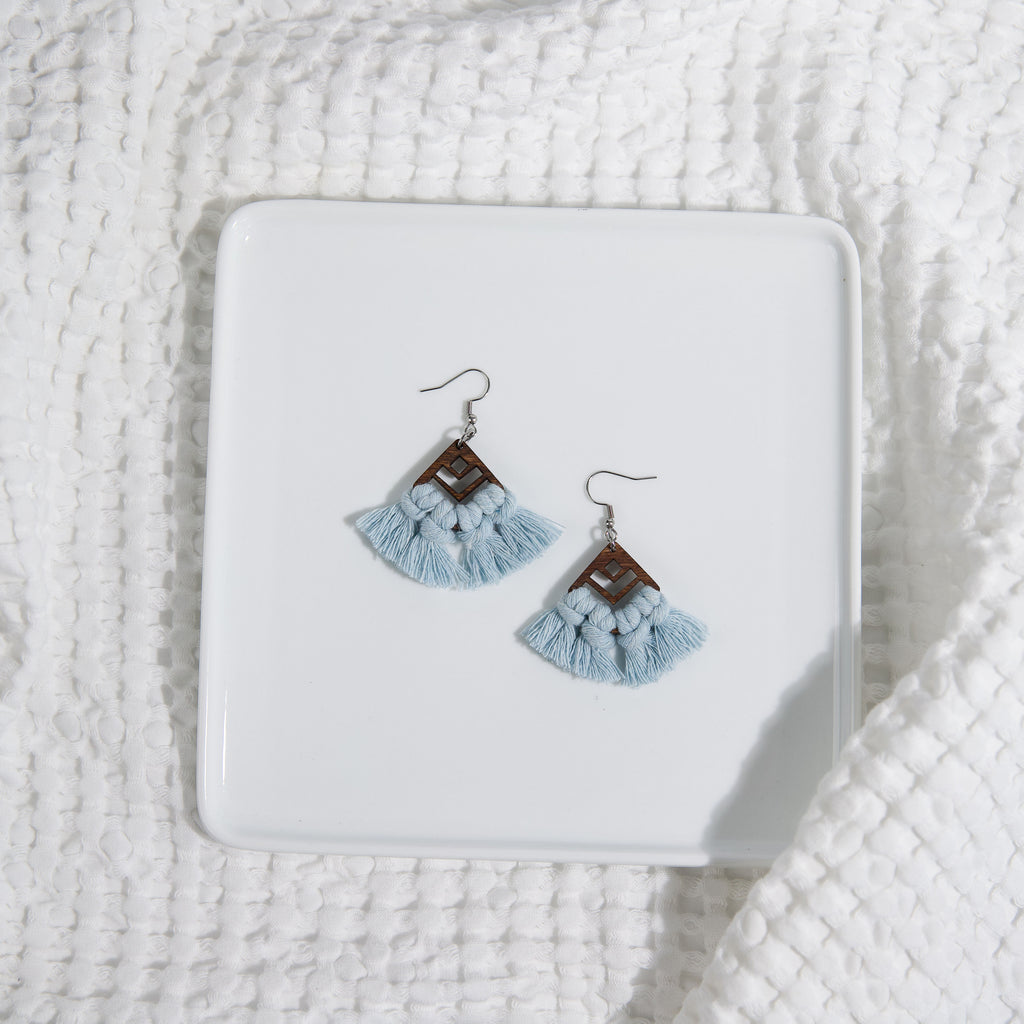Macrame Earrings Diamond Cut Out - Stained Frame