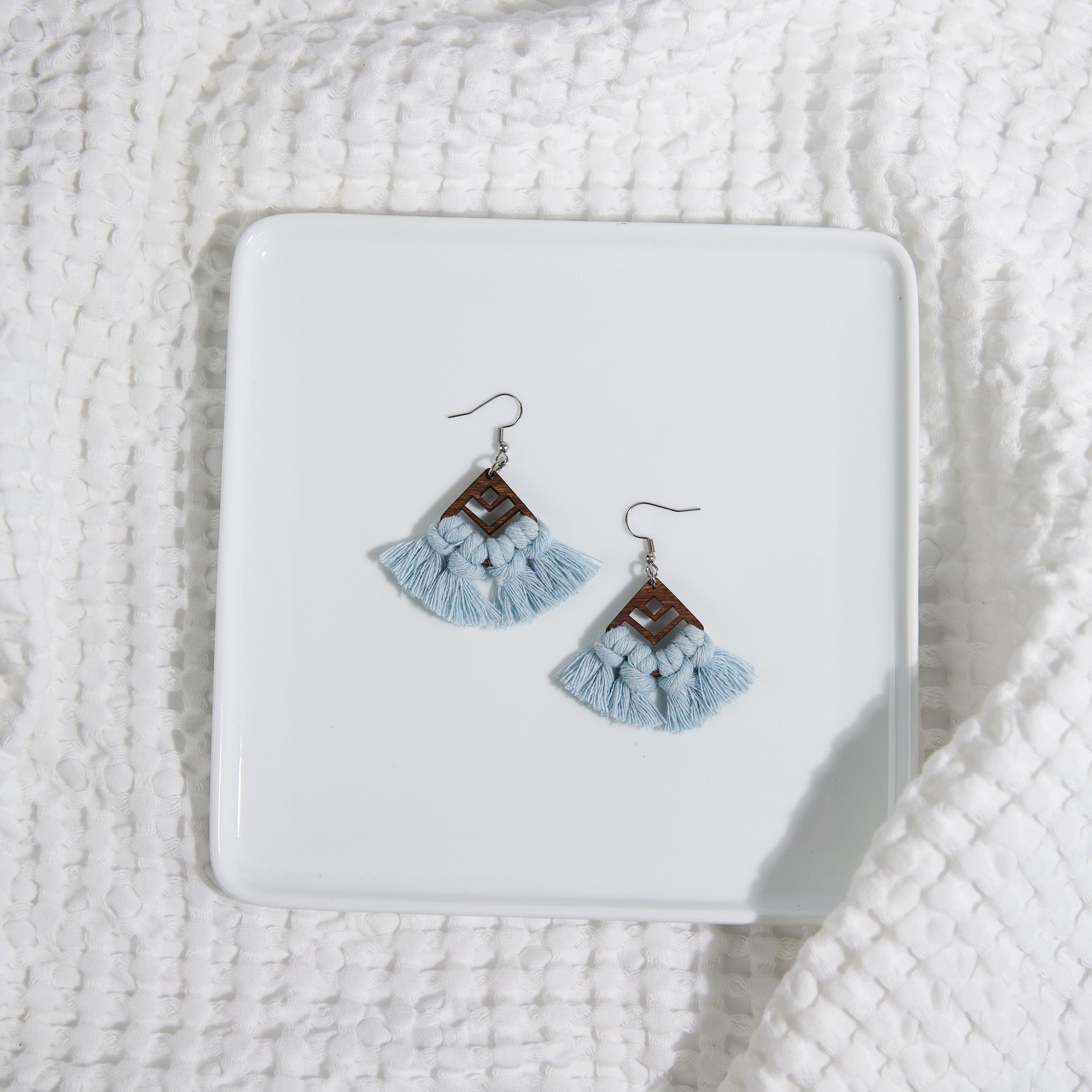 Macrame Earrings Diamond Cut Out - Stained Frame