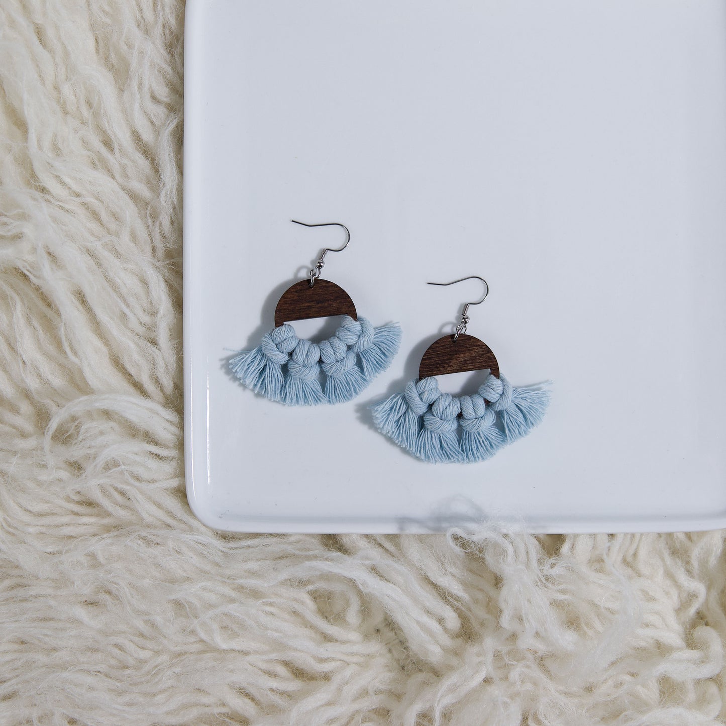 Macrame Circle Earrings - Stained Frame
