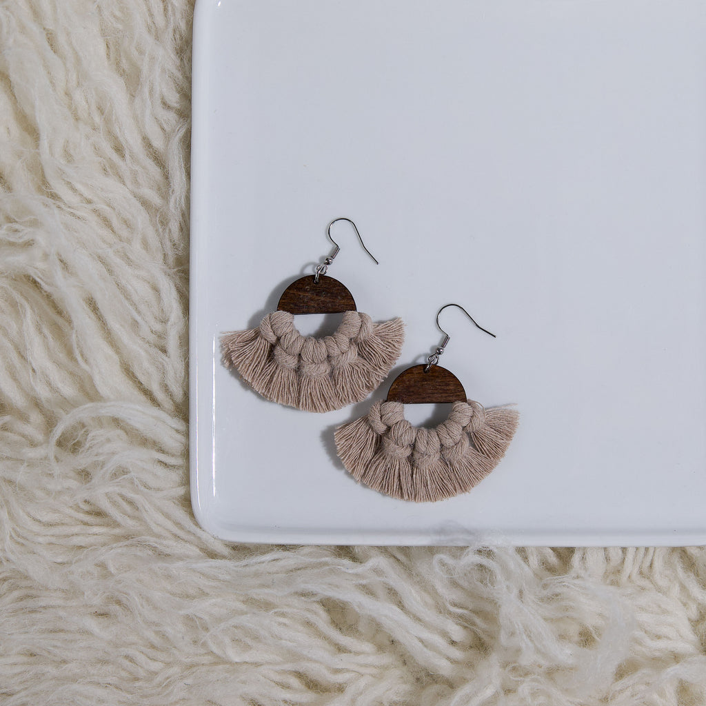 Macrame Circle Earrings - Stained Frame