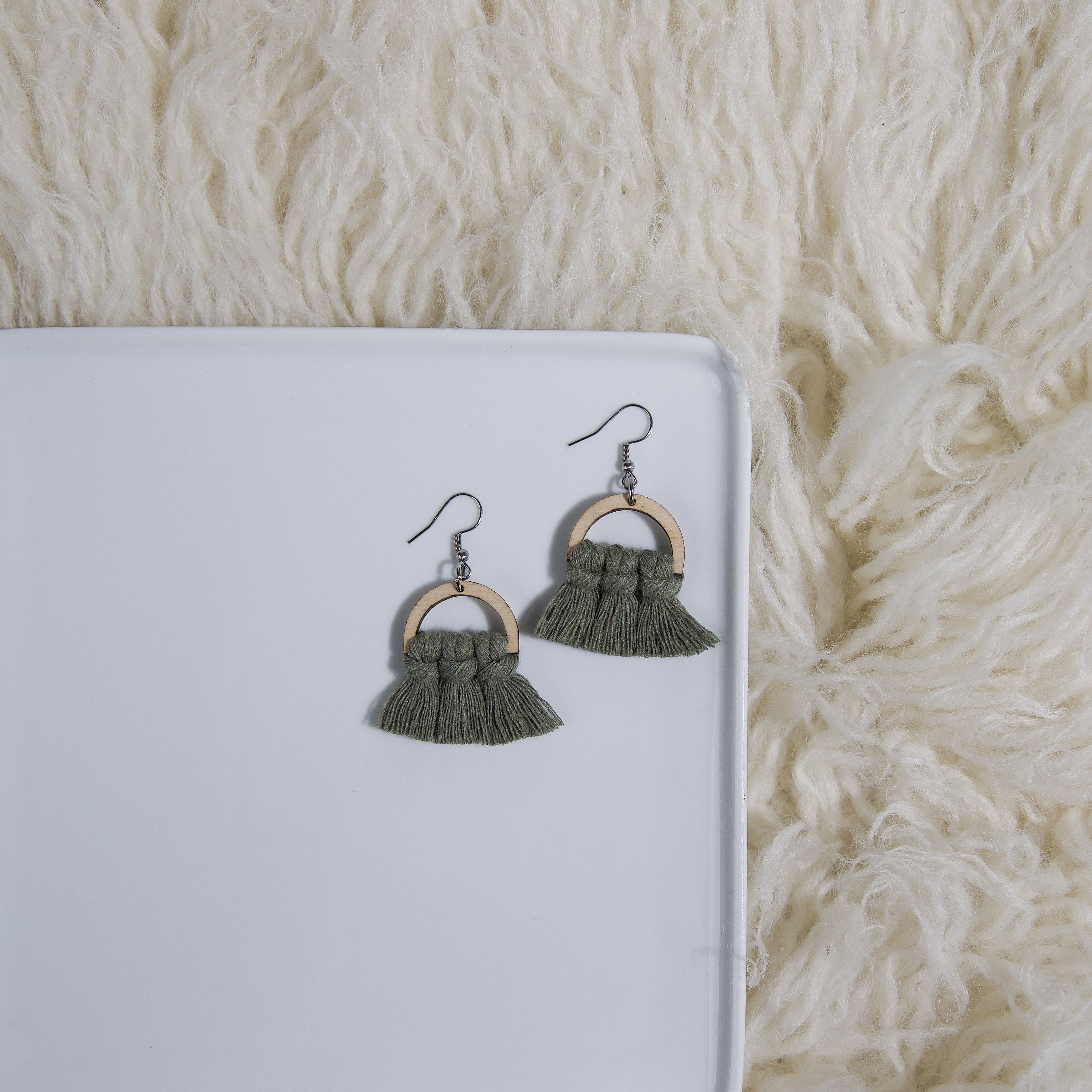 Macrame Half Circle Earrings