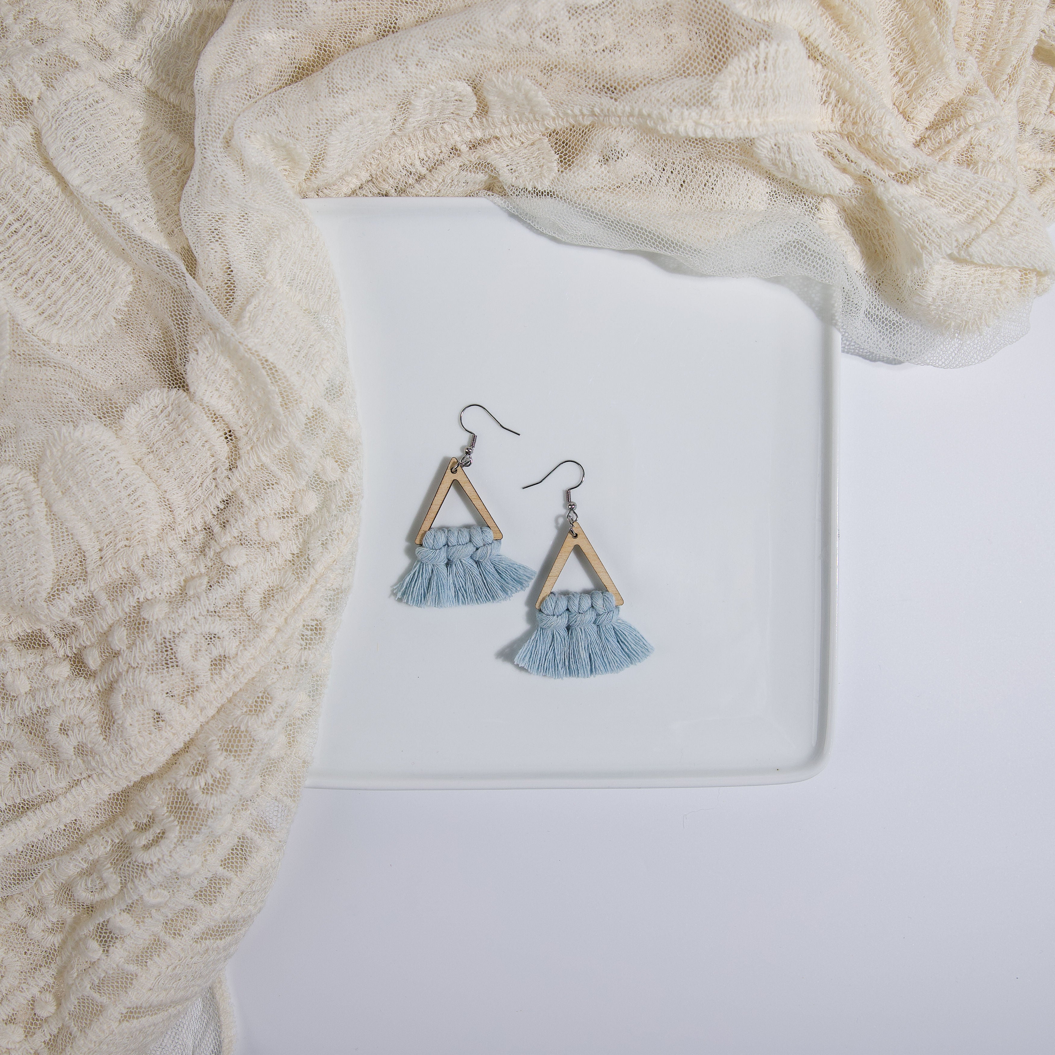 Macrame Triangle Earrings