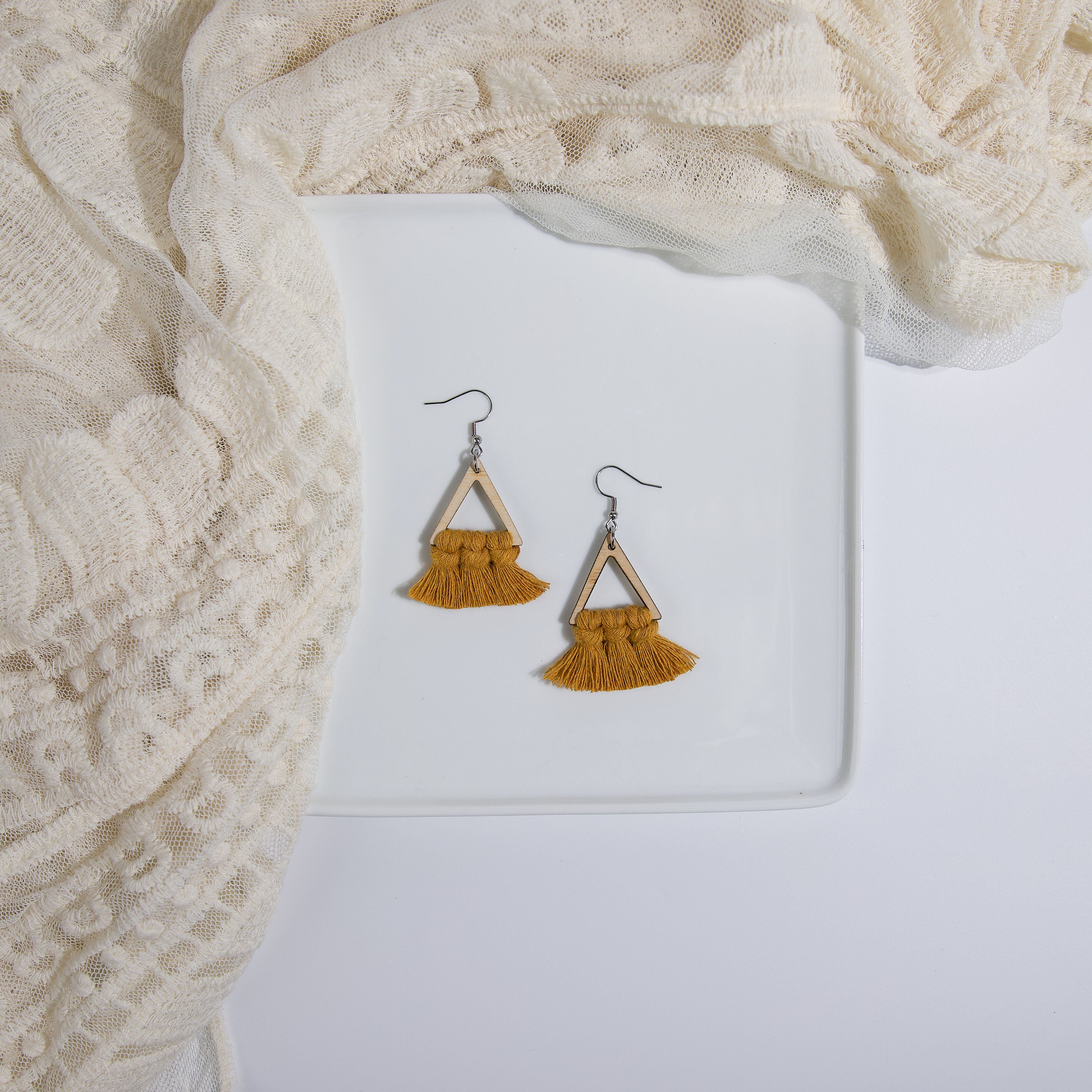 Macrame Triangle Earrings