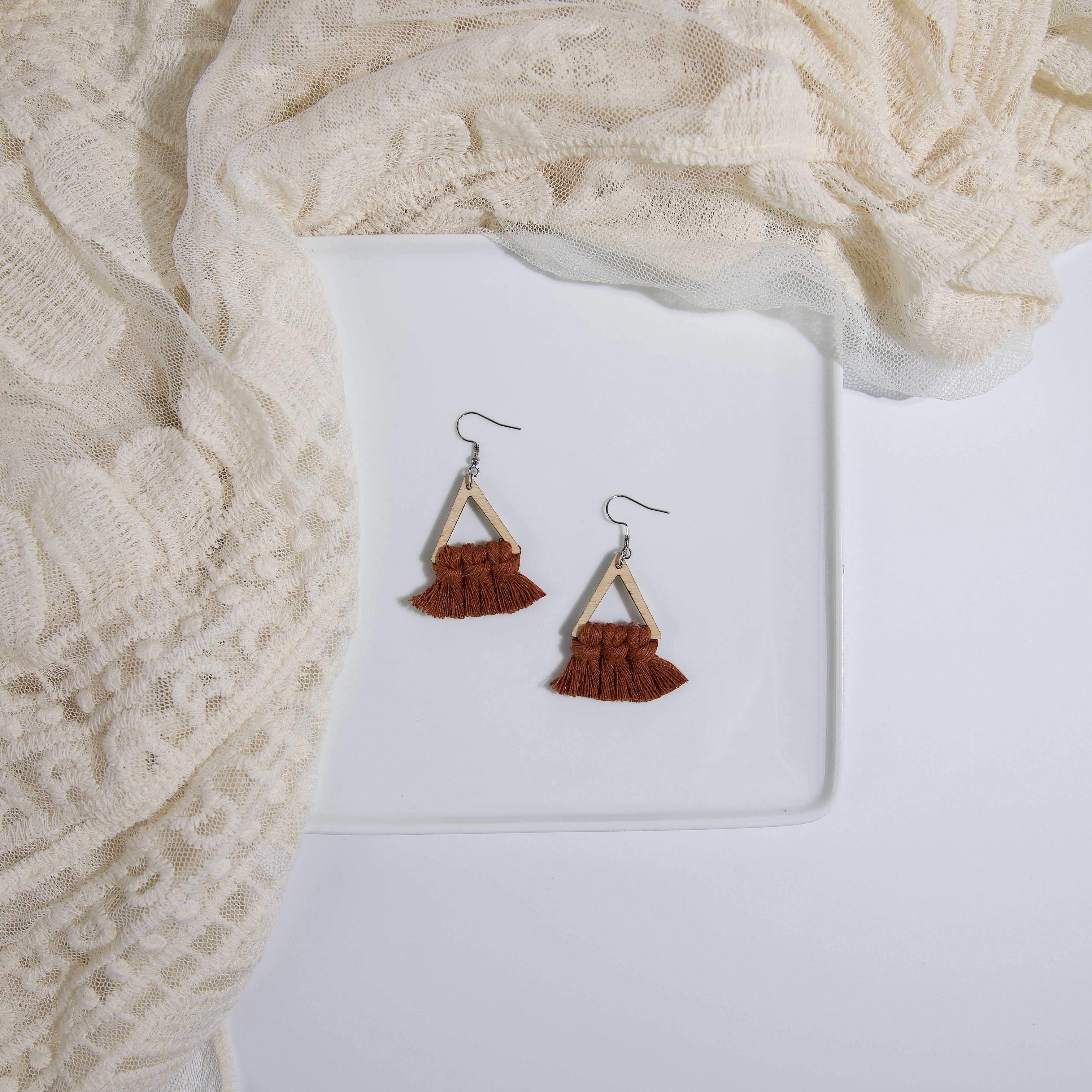 Macrame Triangle Earrings