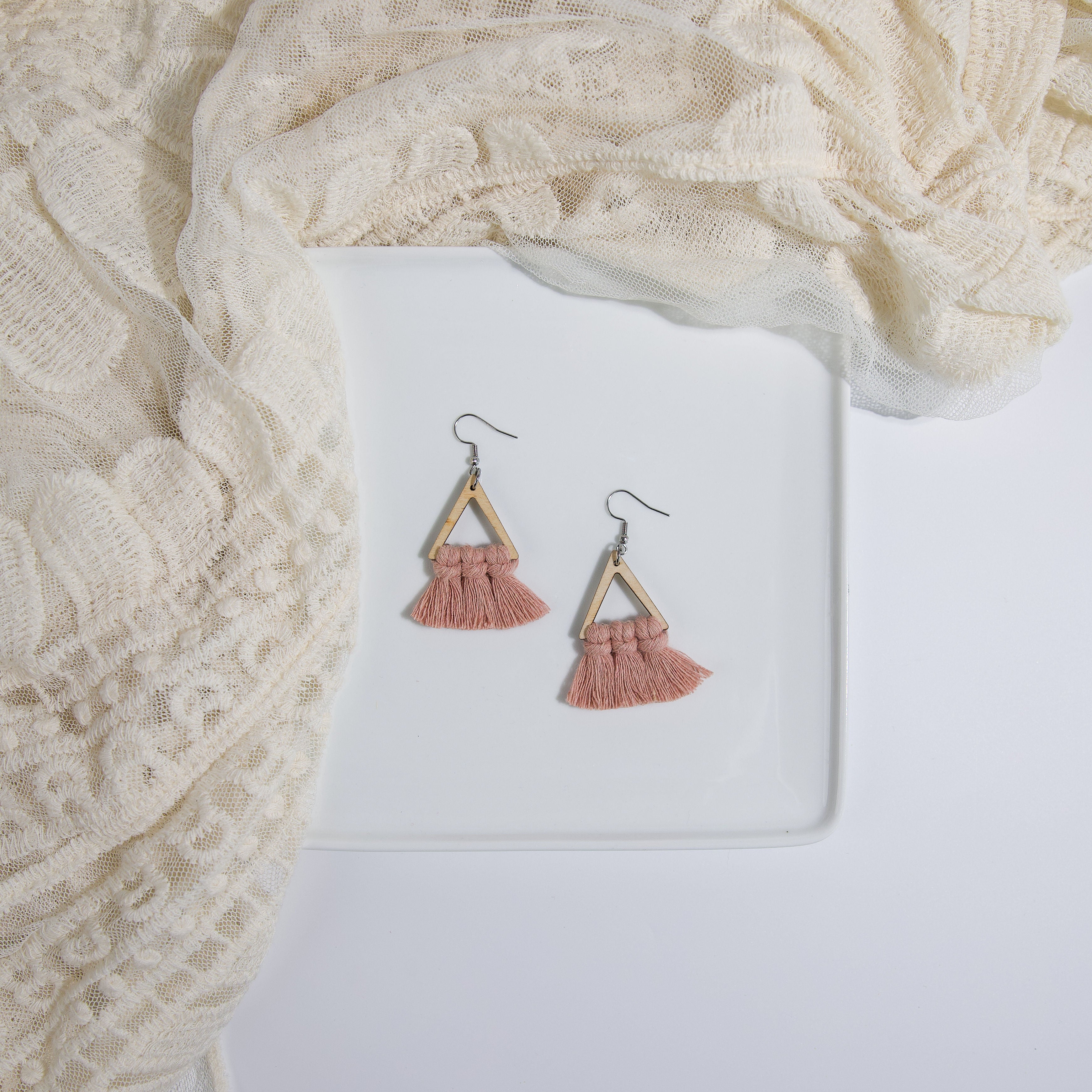Macrame Triangle Earrings