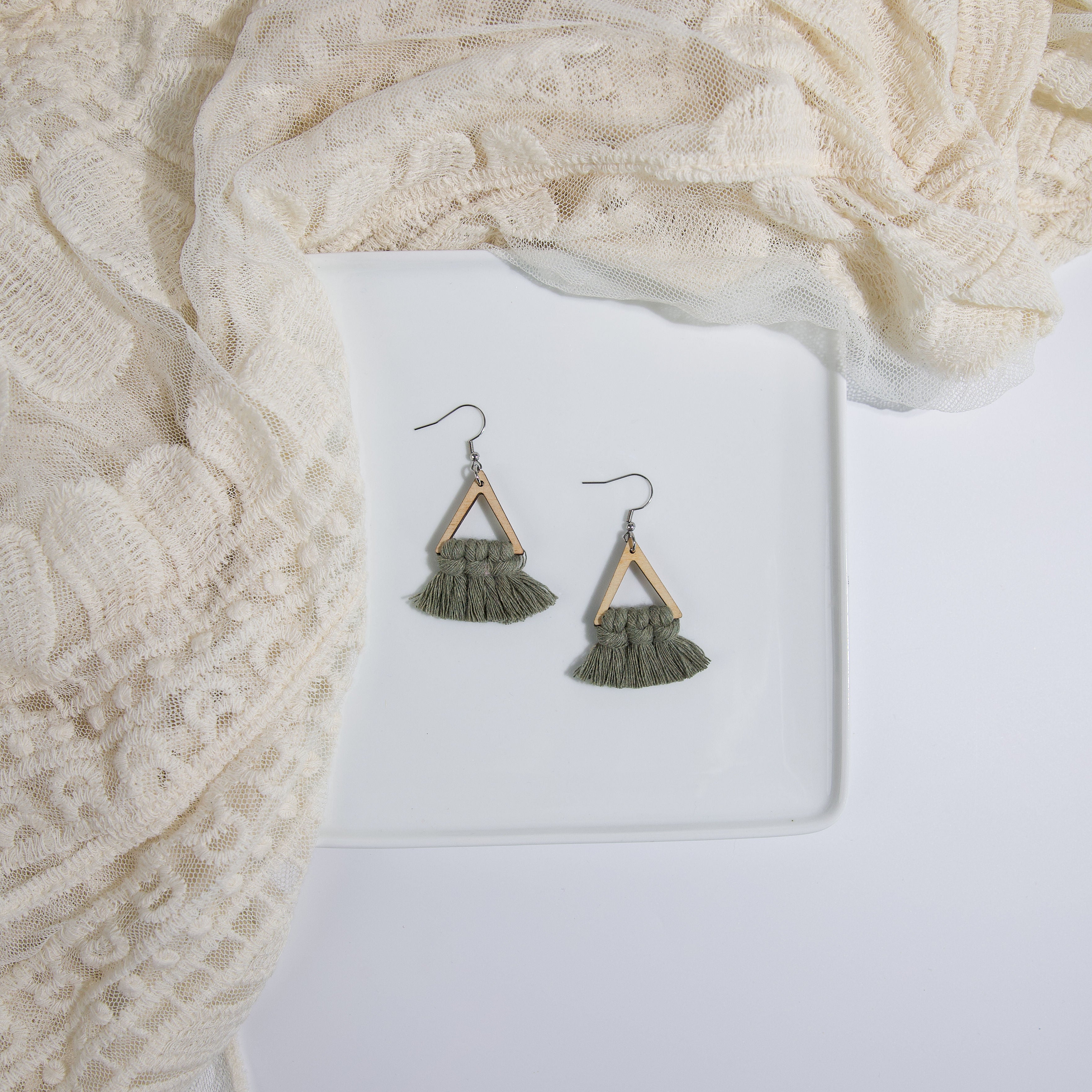 Macrame Triangle Earrings