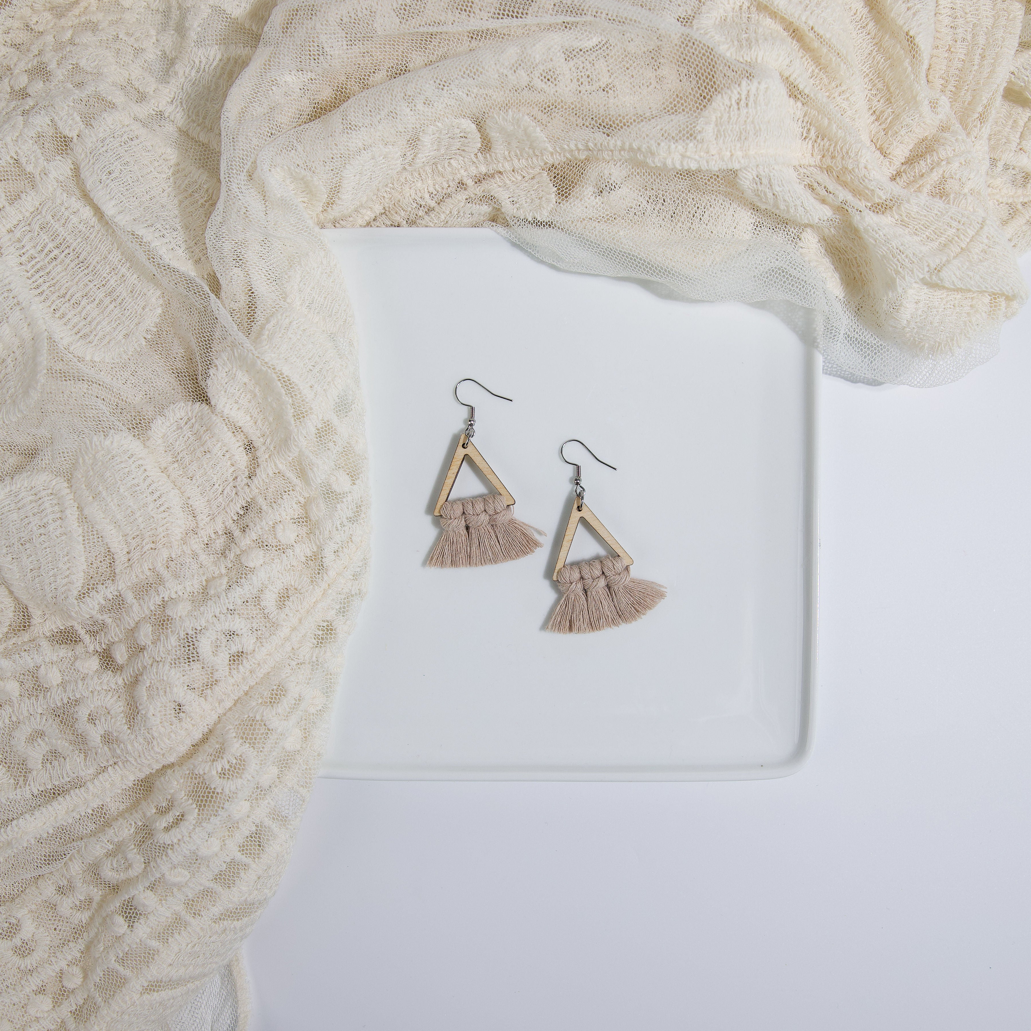 Macrame Triangle Earrings
