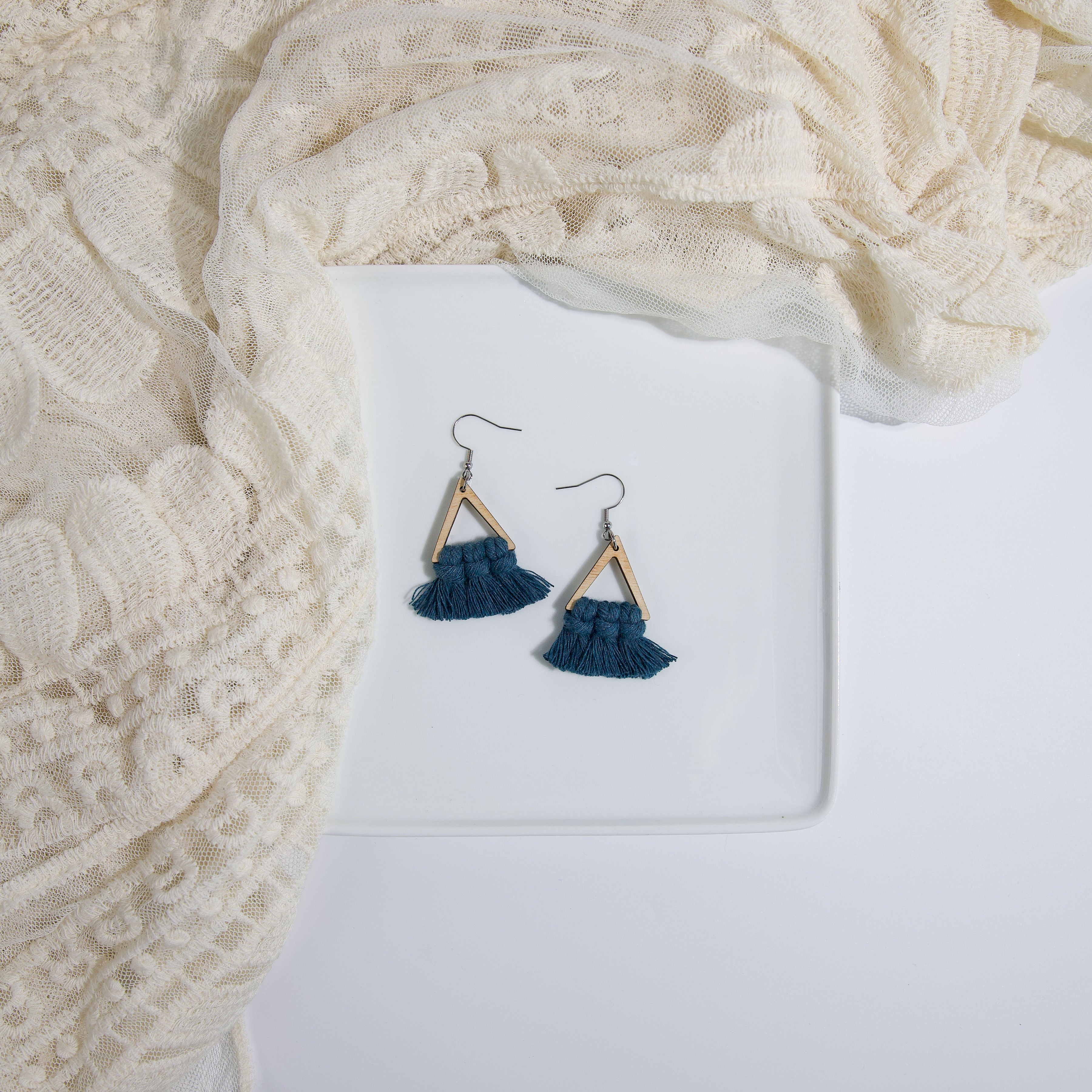 Macrame Triangle Earrings