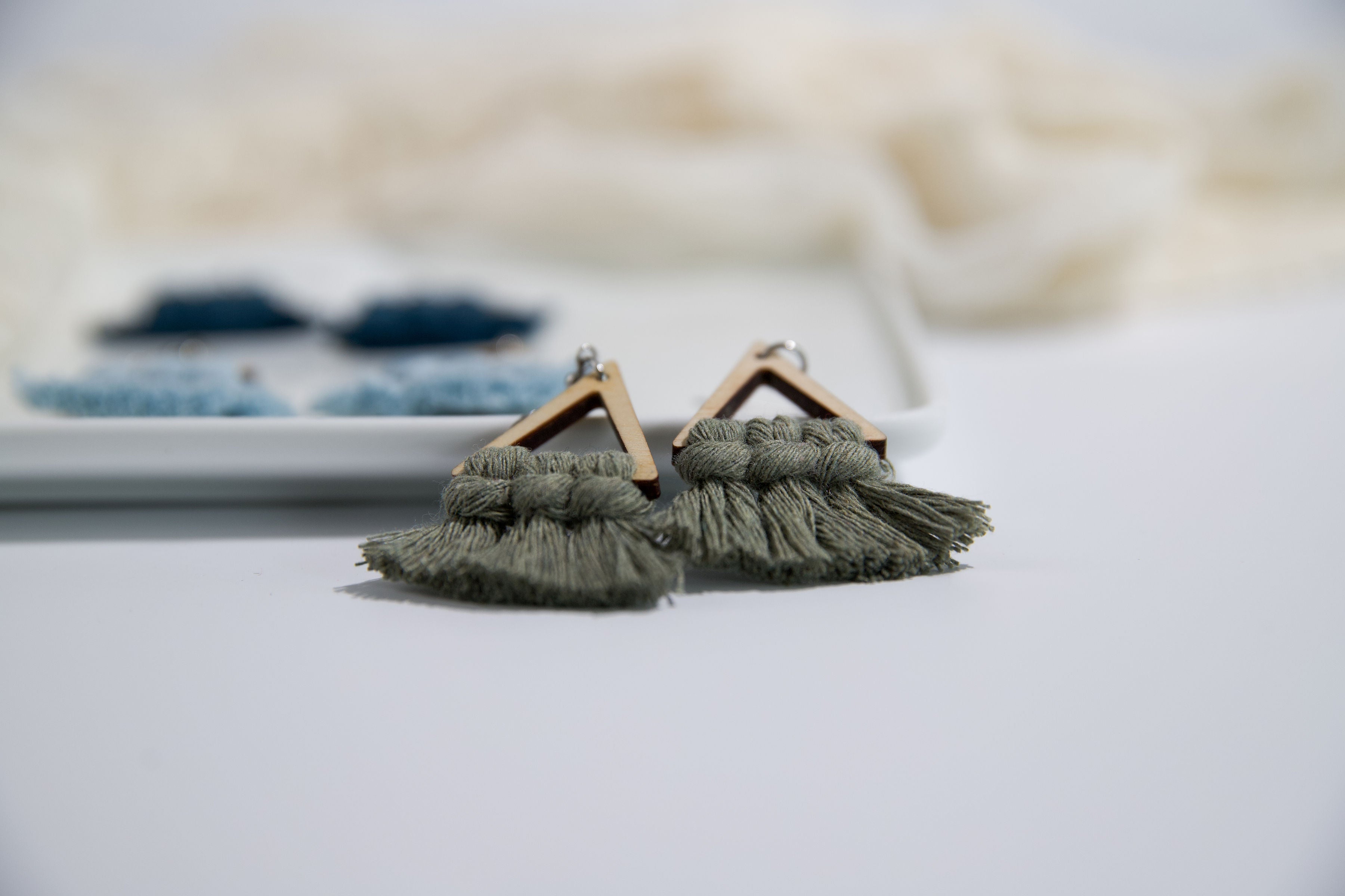 Macrame Triangle Earrings