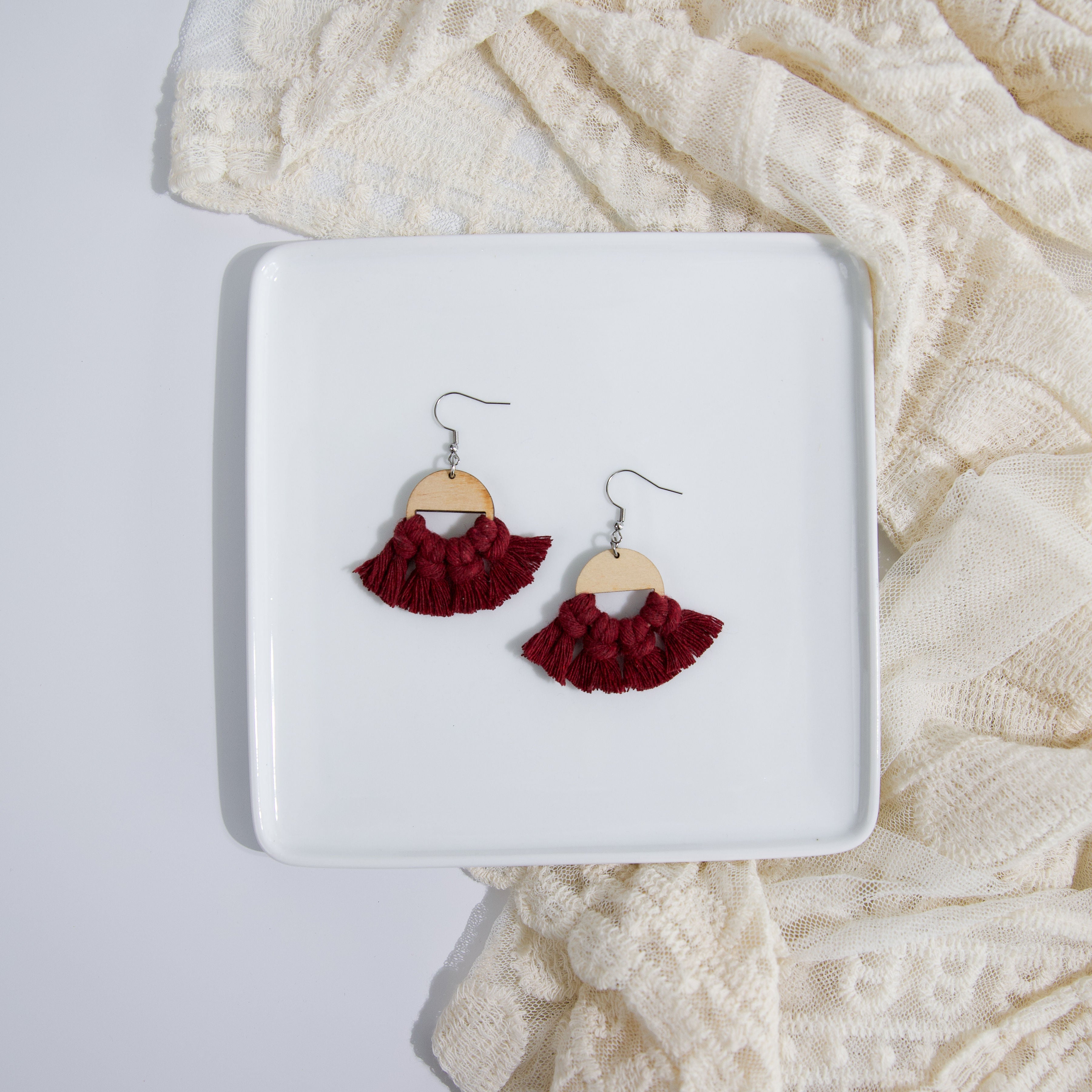 Macrame Circle Earrings