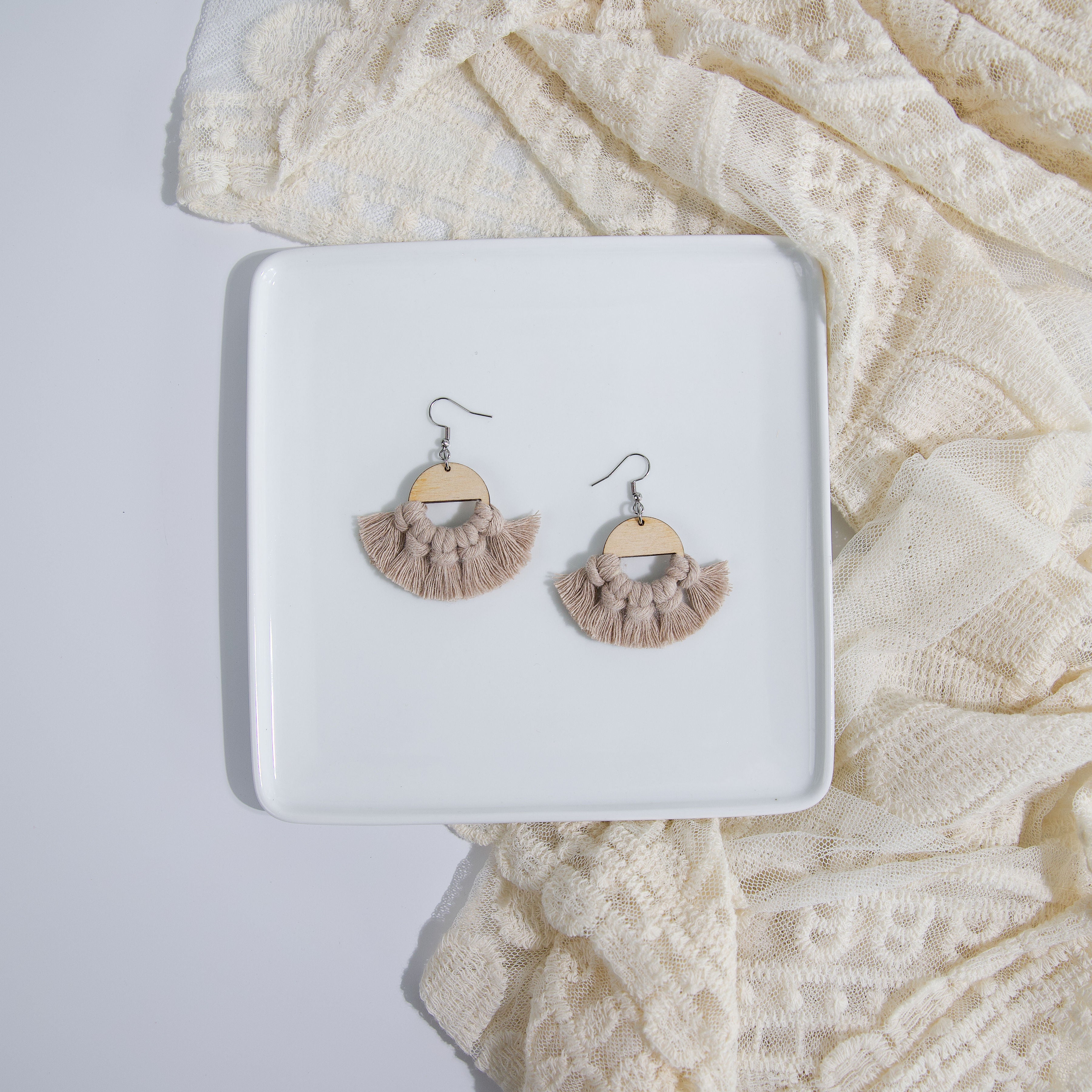 Macrame Circle Earrings