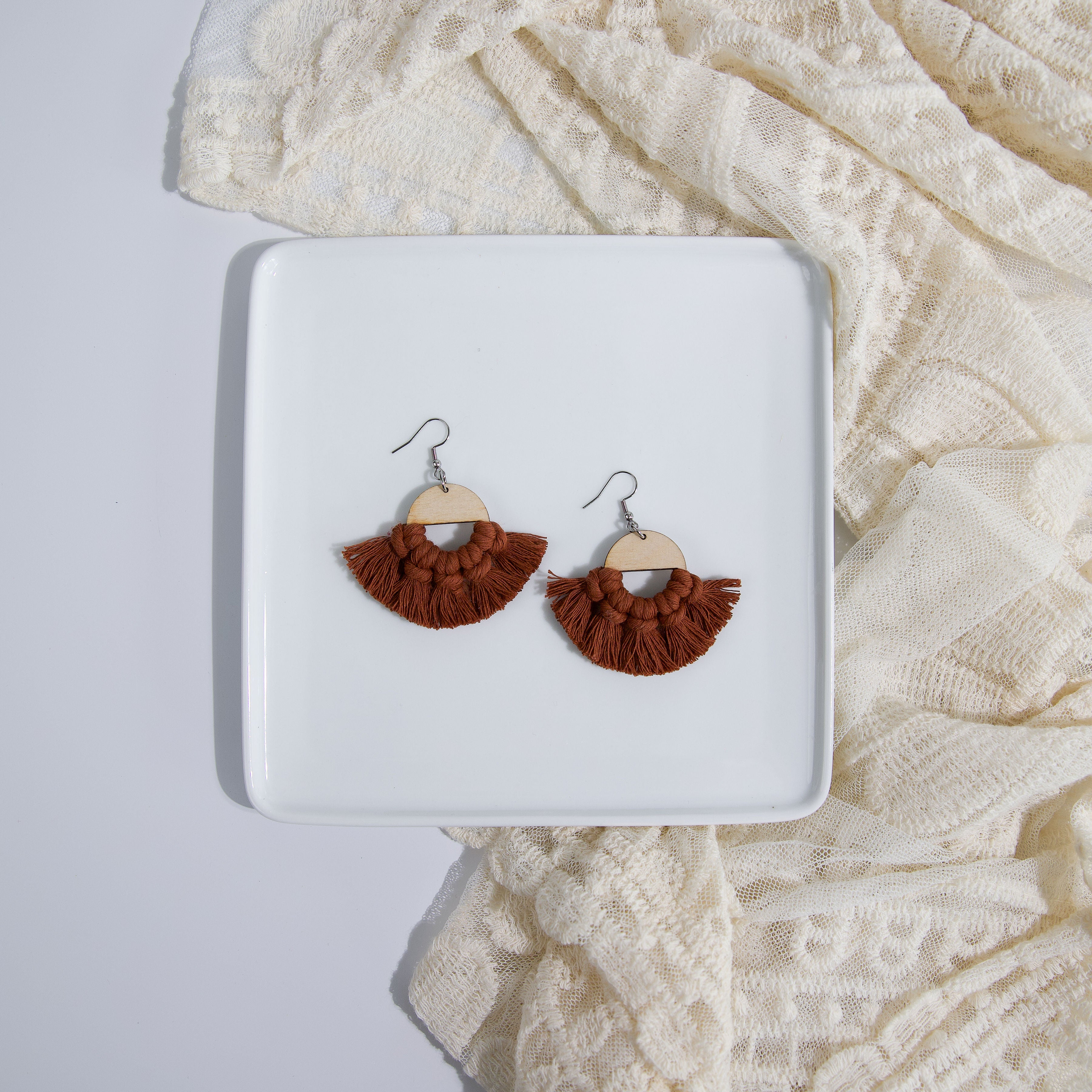Macrame Circle Earrings