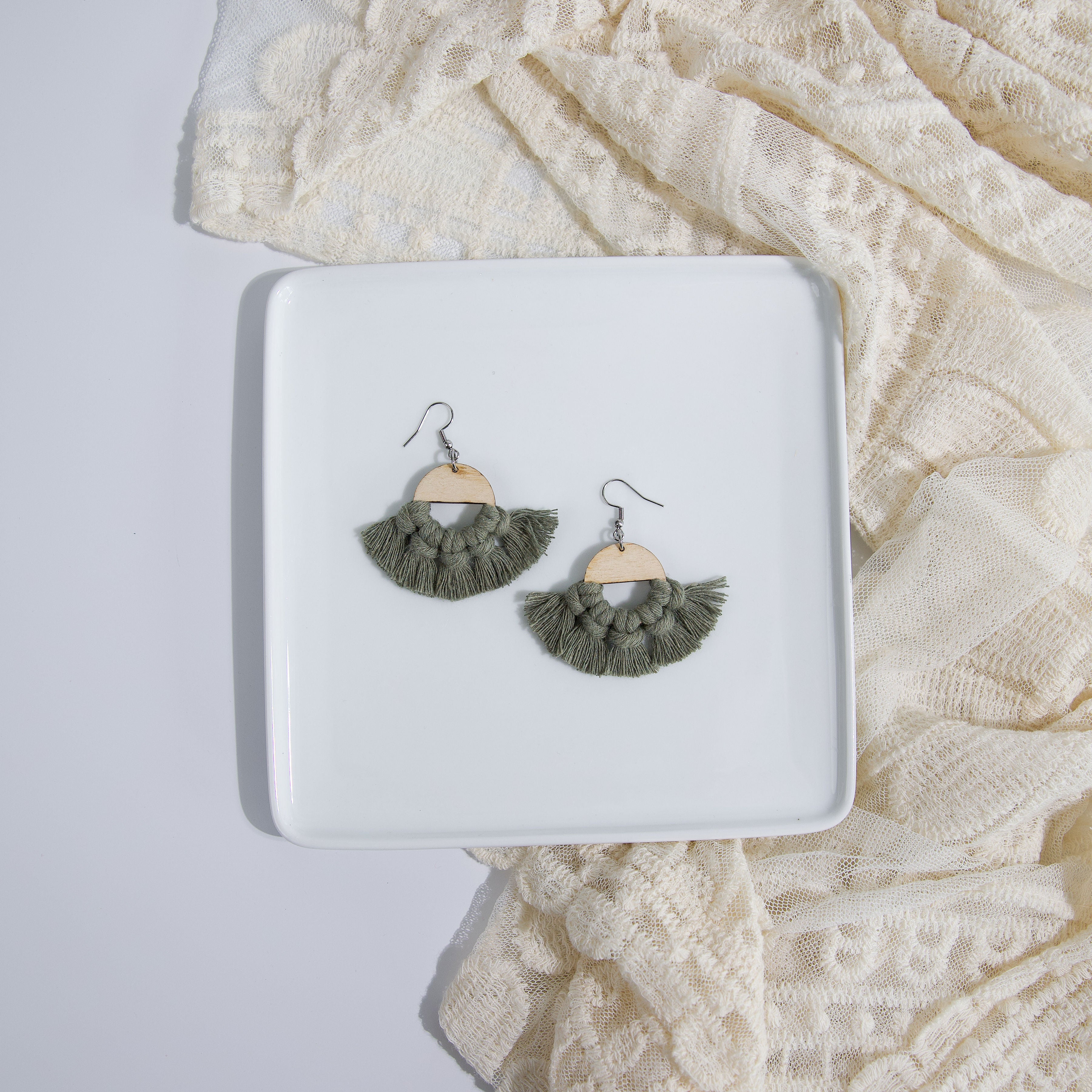 Macrame Circle Earrings