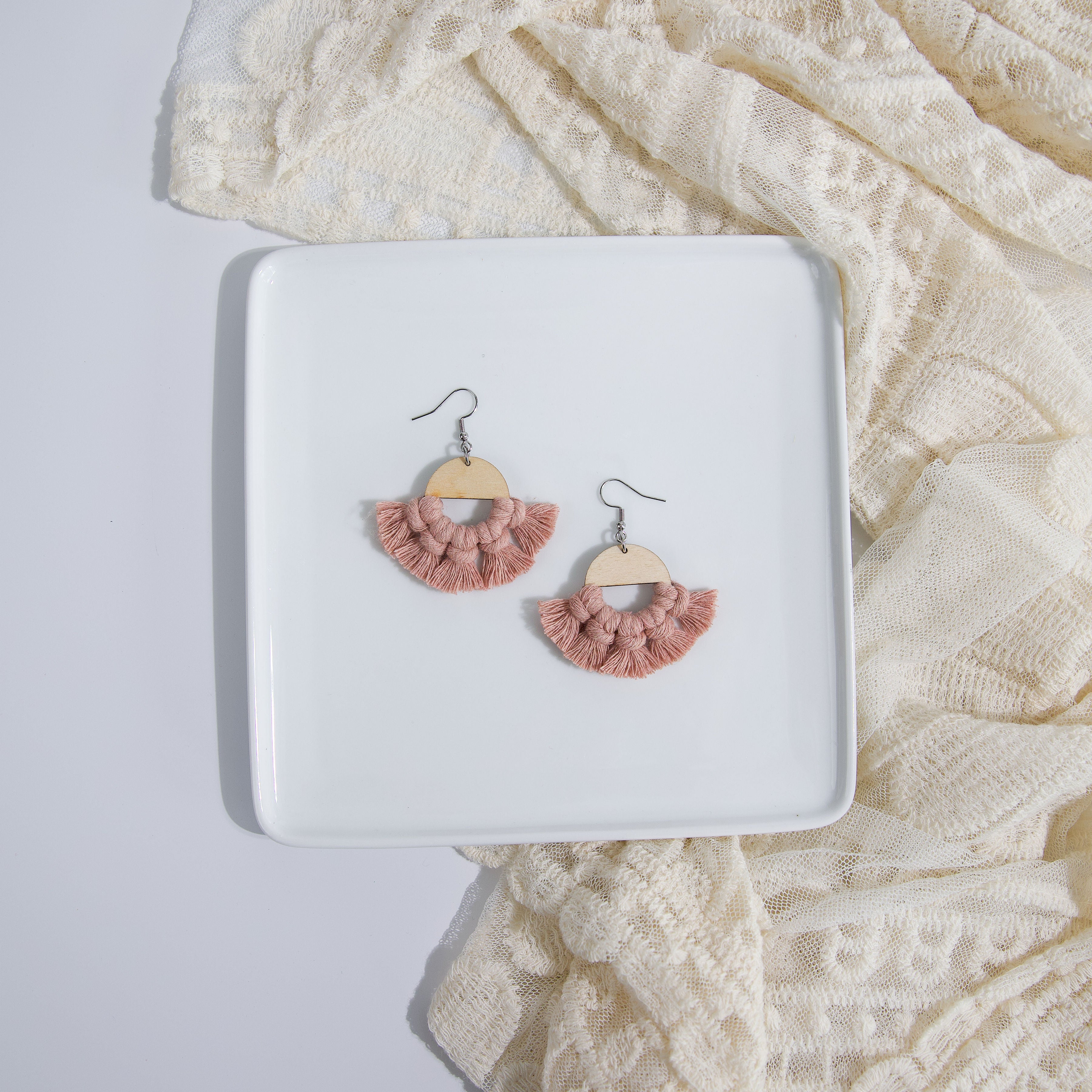 Macrame Circle Earrings