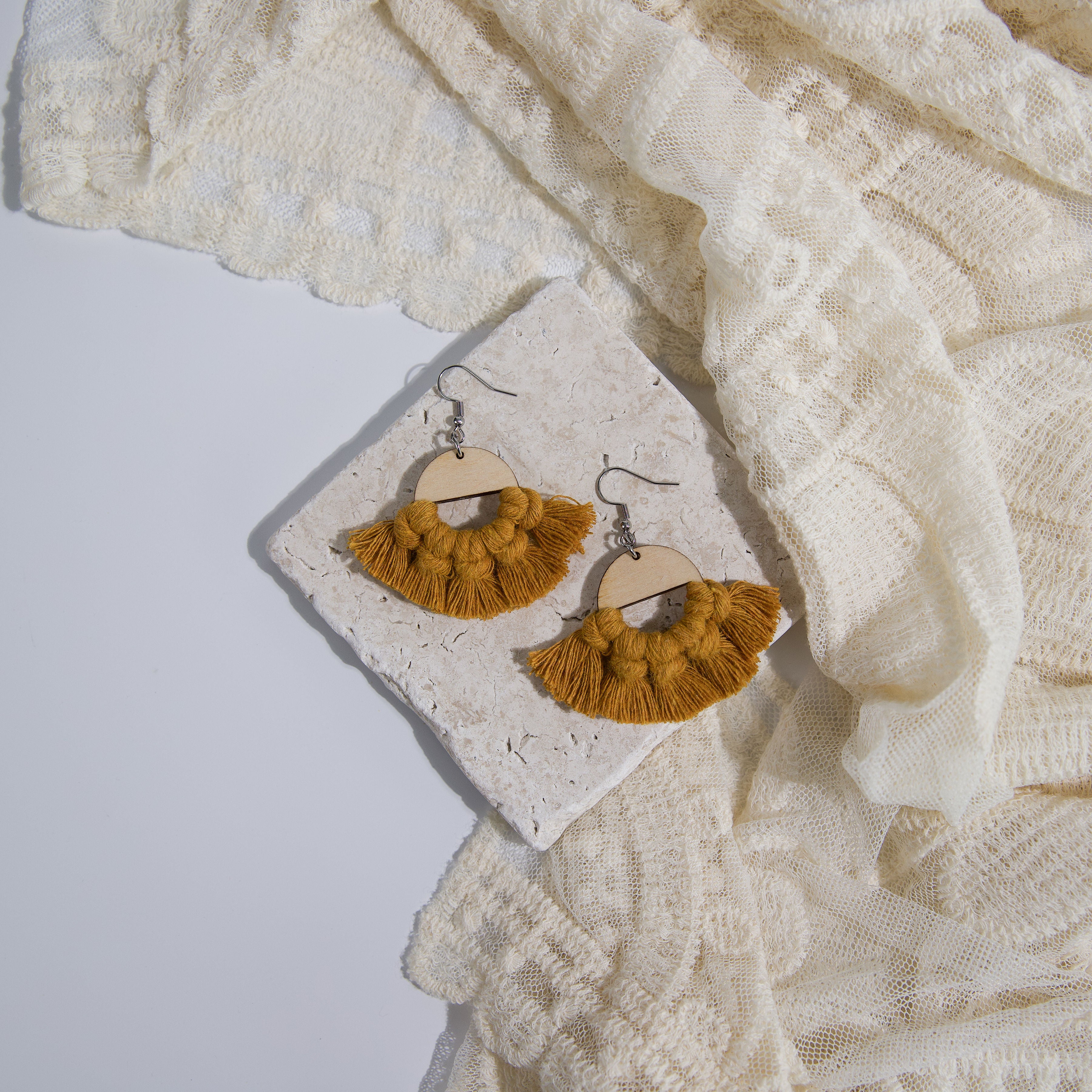 Macrame Circle Earrings
