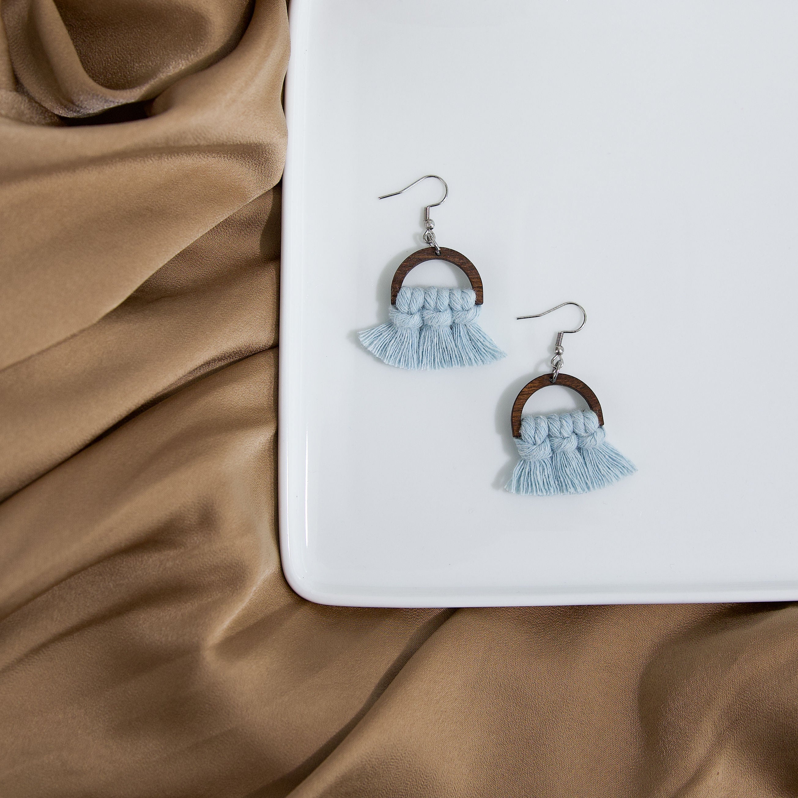 Macrame Half Circle Earrings - Stained Frame