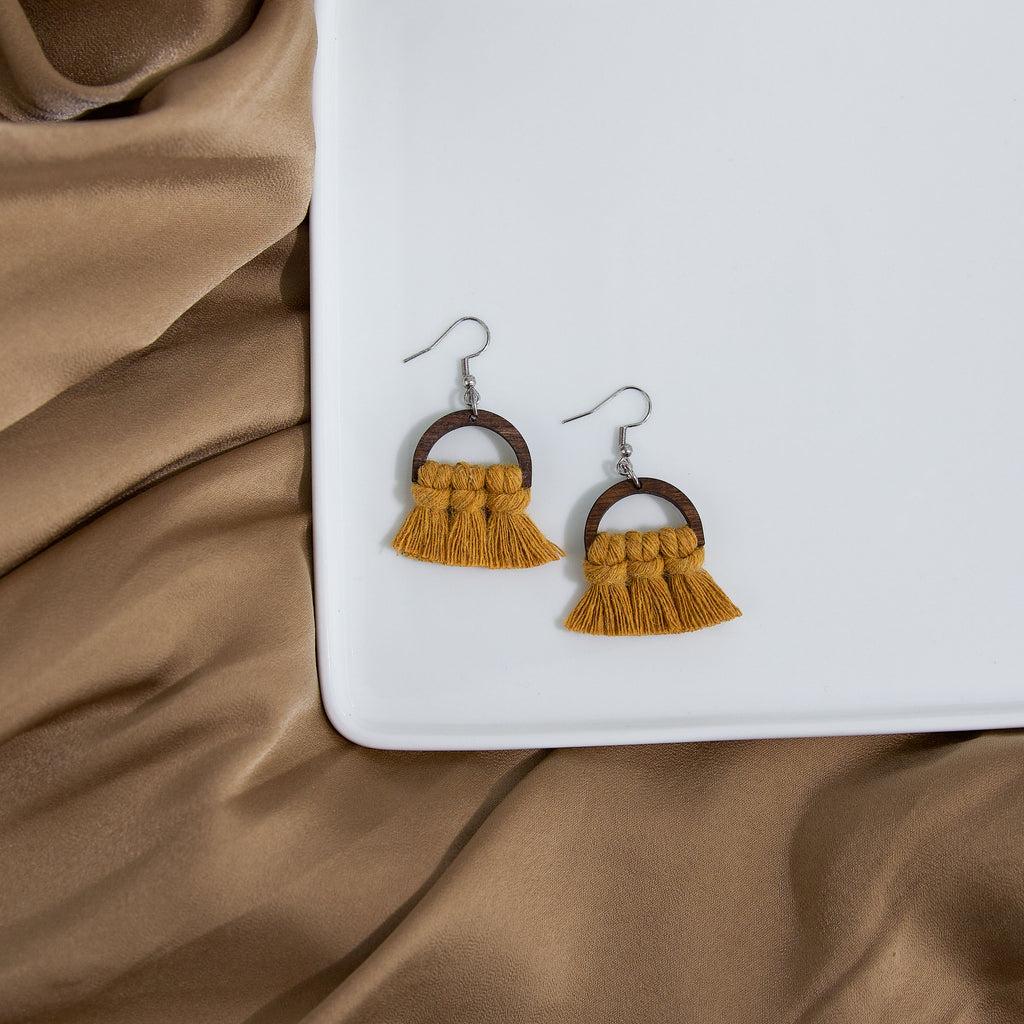 Macrame Half Circle Earrings - Stained Frame