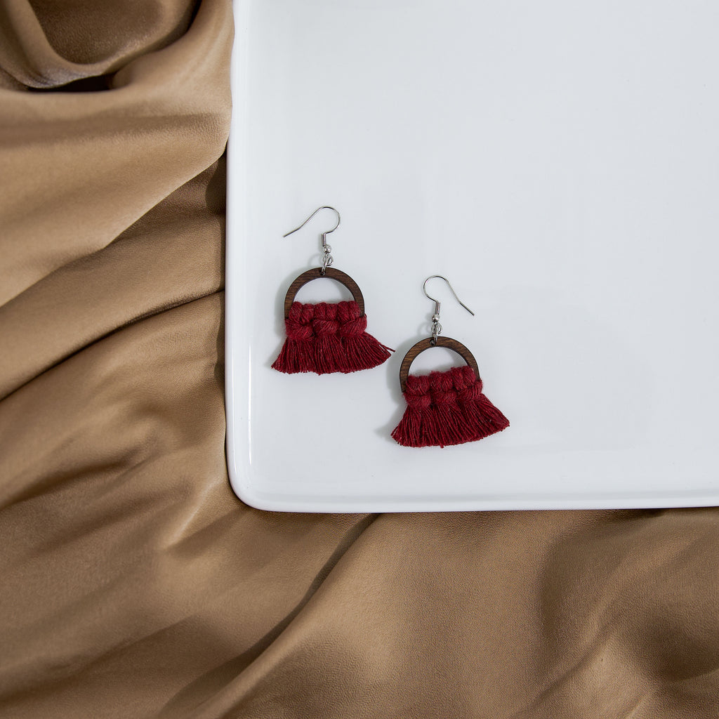 Macrame Half Circle Earrings - Stained Frame