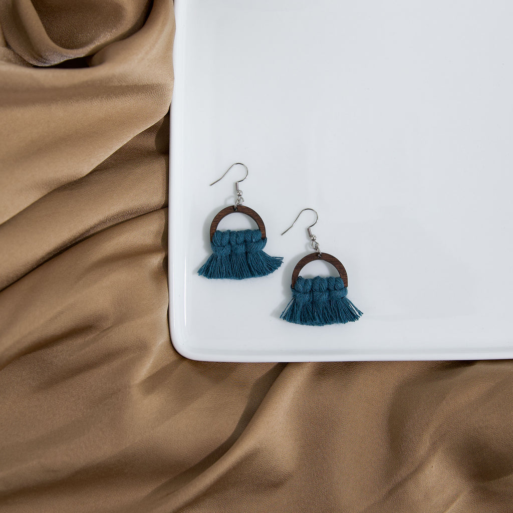 Macrame Half Circle Earrings - Stained Frame