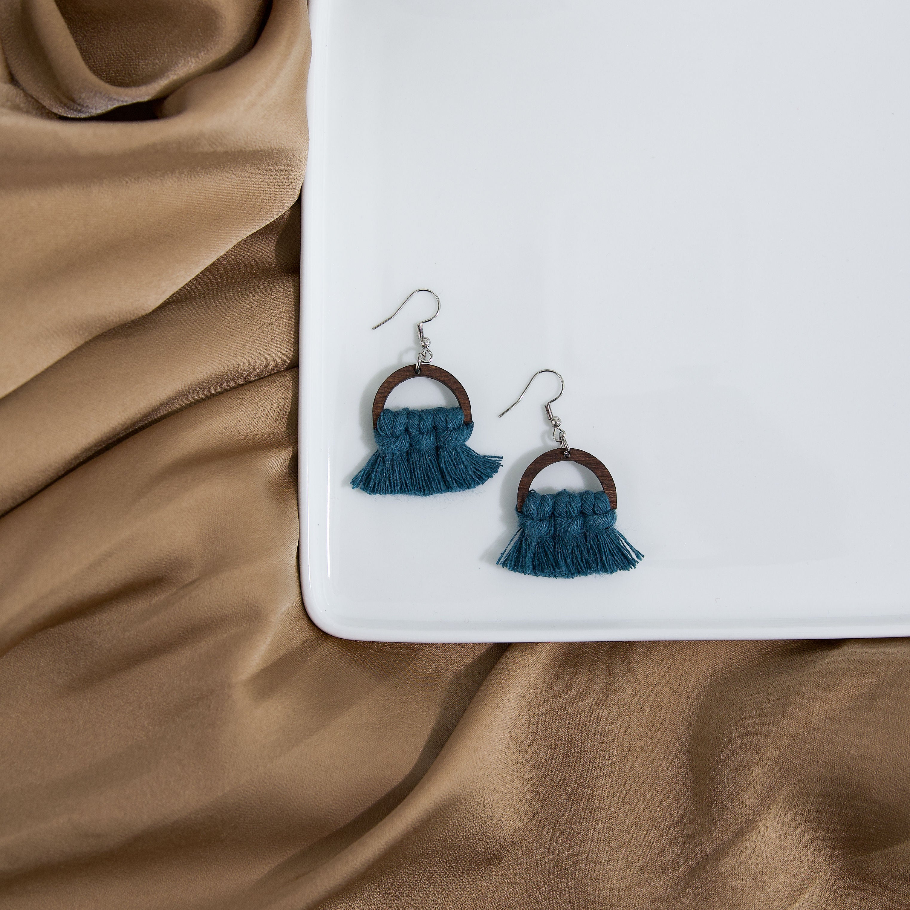 Macrame Half Circle Earrings - Stained Frame