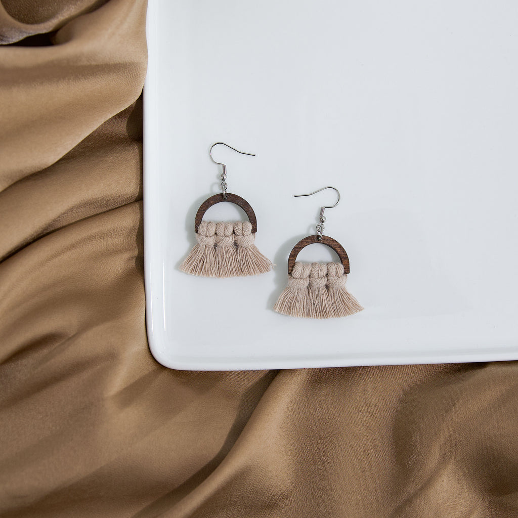 Macrame Half Circle Earrings - Stained Frame