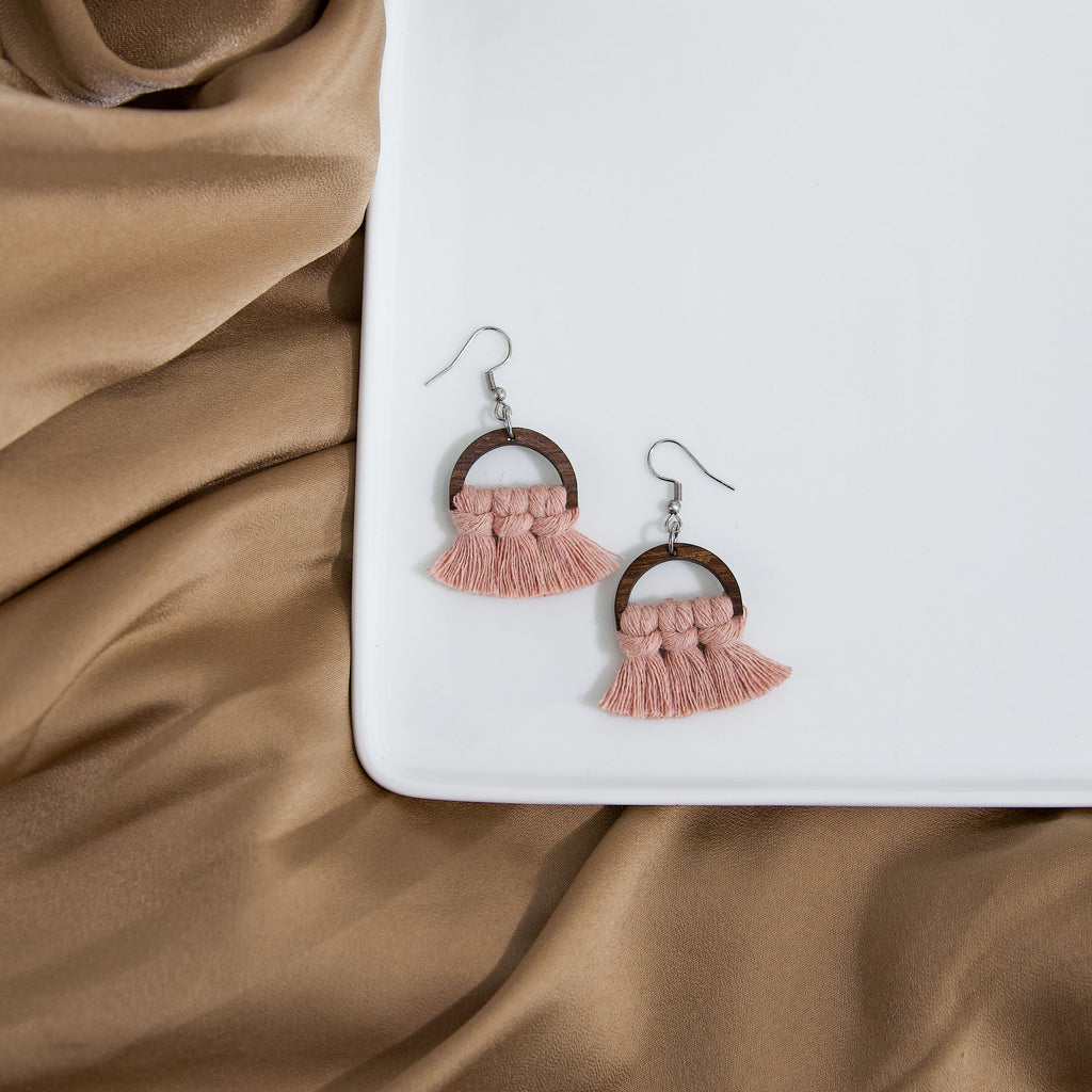 Macrame Half Circle Earrings - Stained Frame