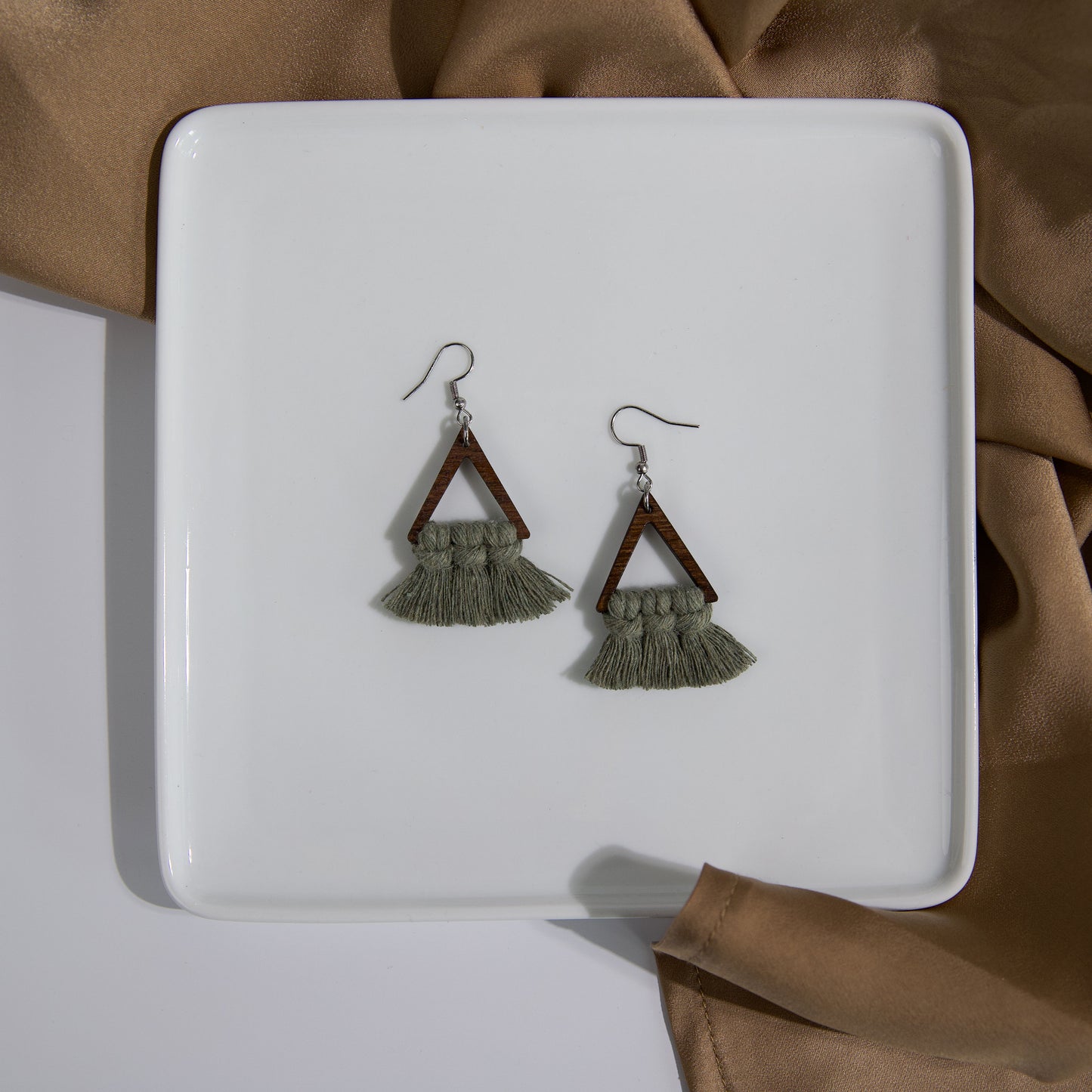 Macrame Triangle Earrings - Stained Frame