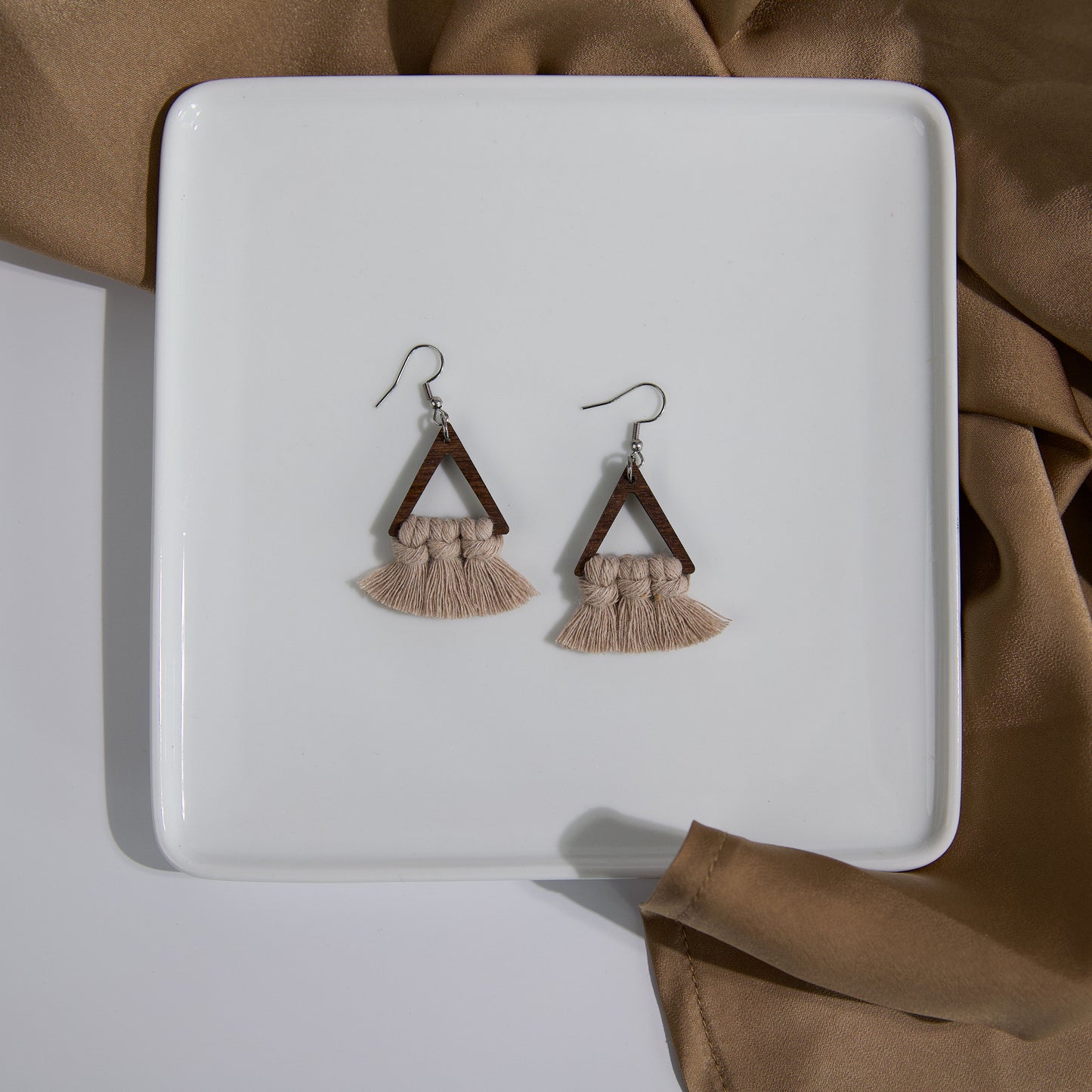 Macrame Triangle Earrings - Stained Frame
