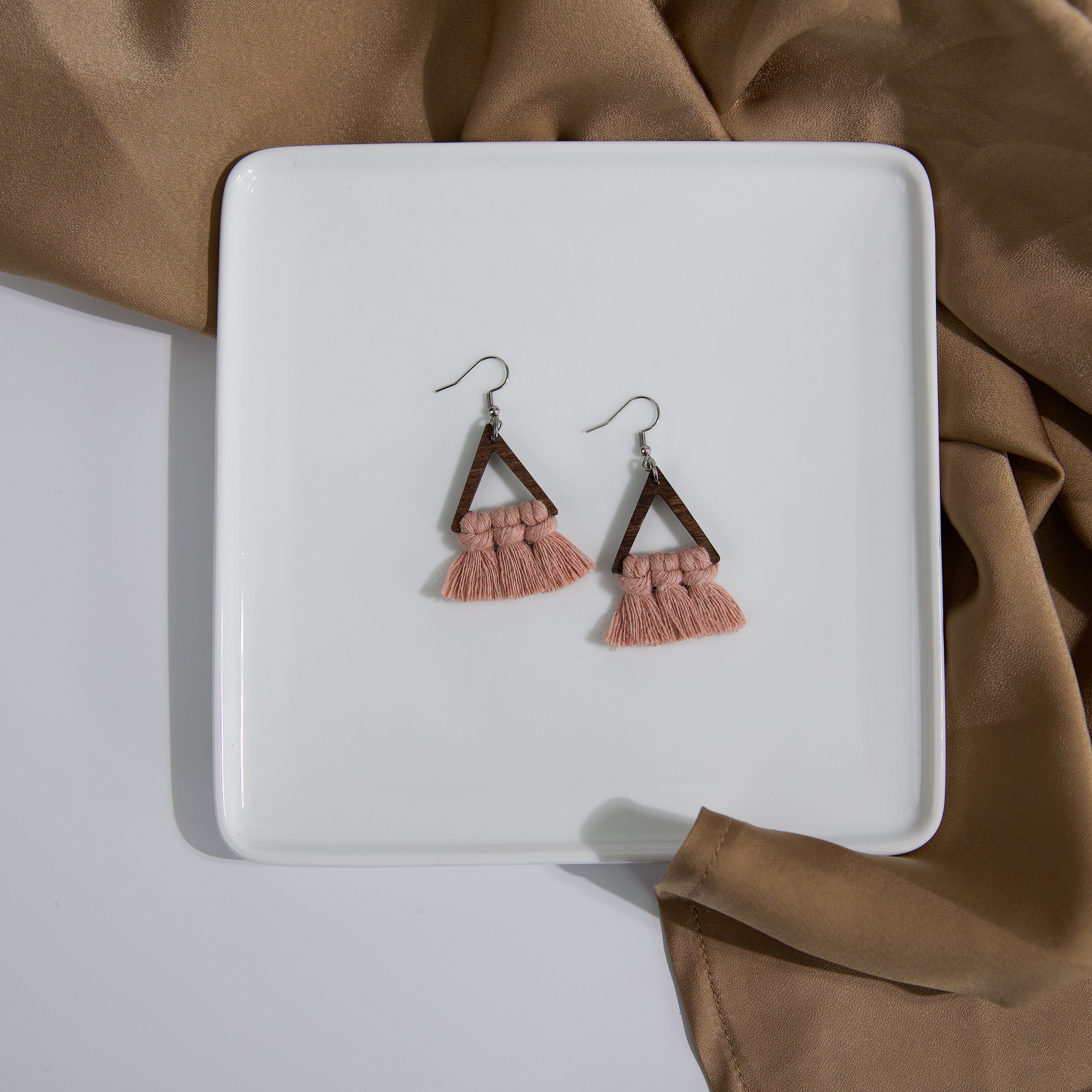 Macrame Triangle Earrings - Stained Frame
