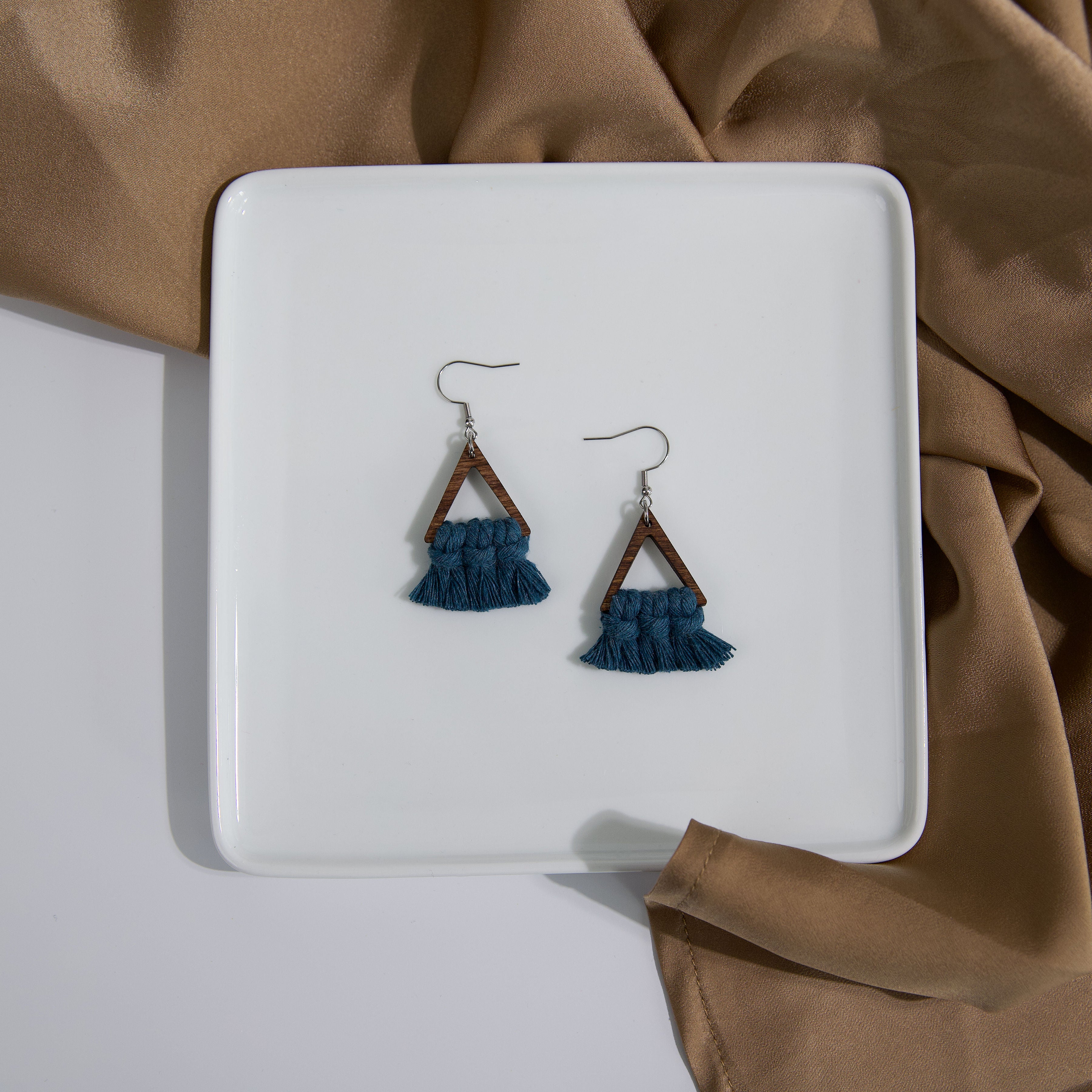 Macrame Triangle Earrings - Stained Frame