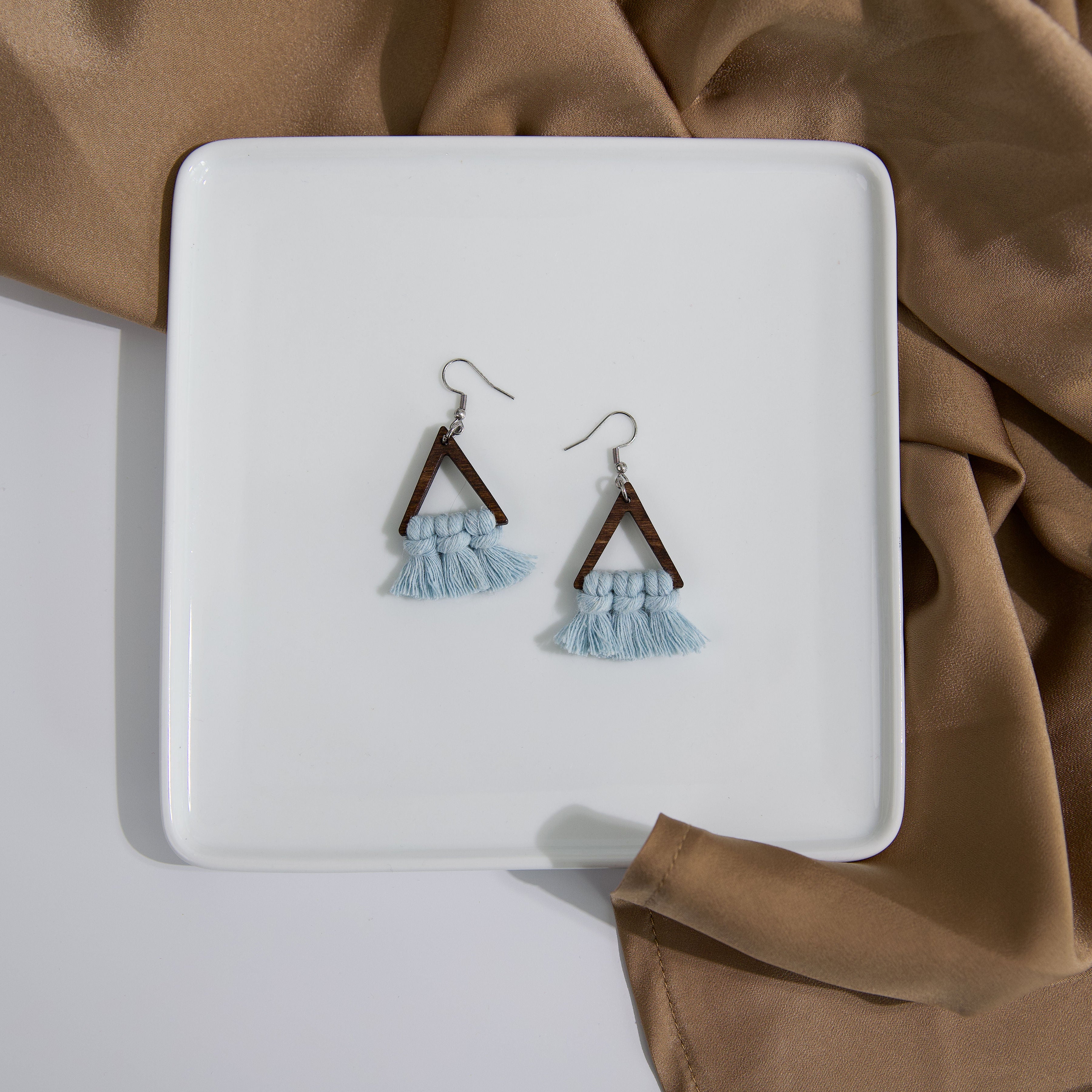 Macrame Triangle Earrings - Stained Frame