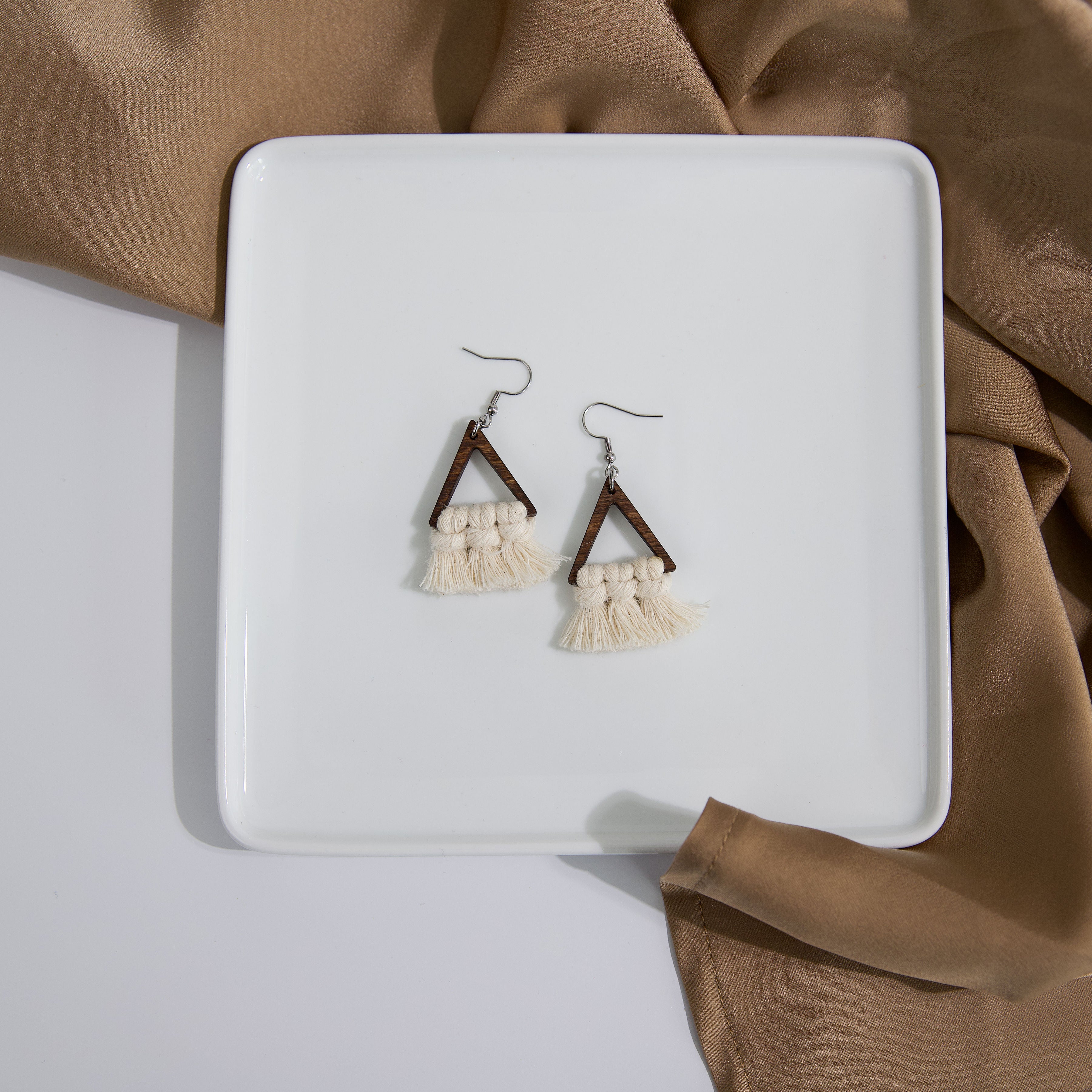 Macrame Triangle Earrings - Stained Frame