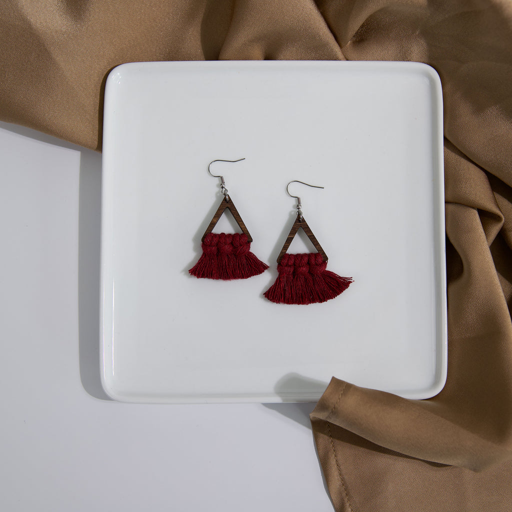 Macrame Triangle Earrings - Stained Frame
