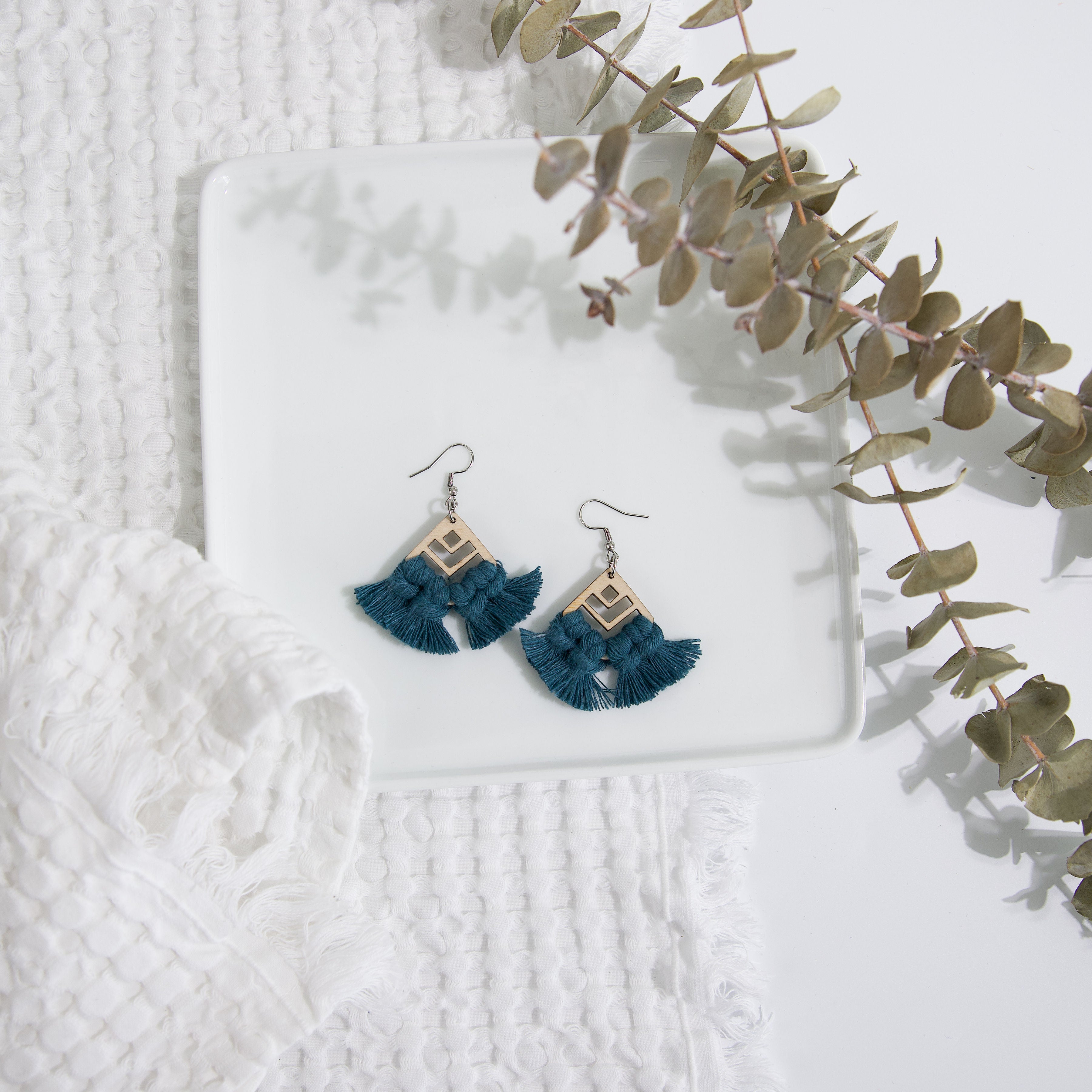 Macrame Diamond Cut-Out Earrings