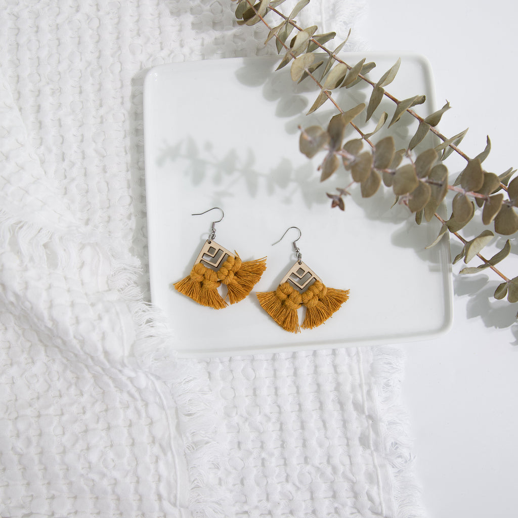 Macrame Diamond Cut-Out Earrings