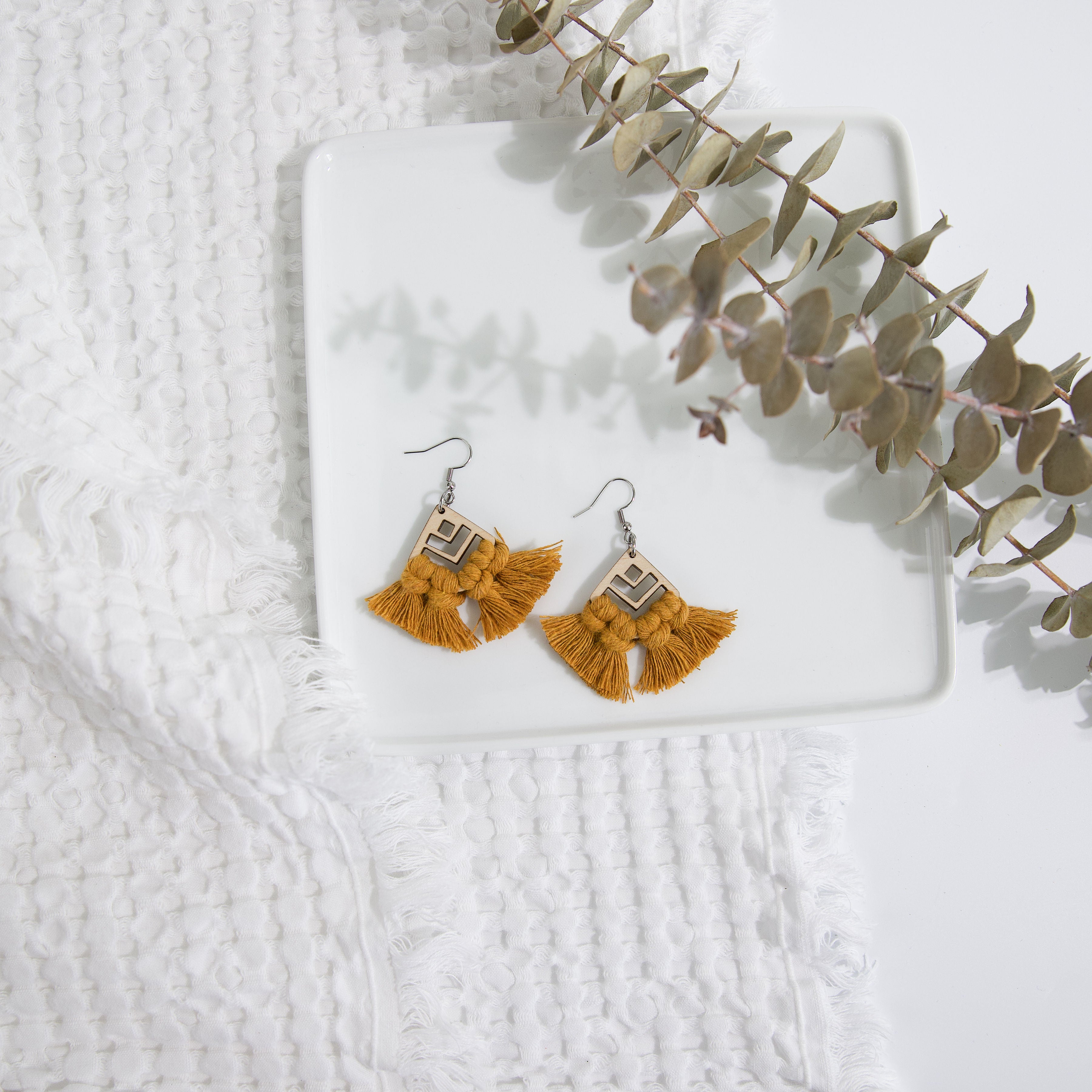 Macrame Diamond Cut-Out Earrings
