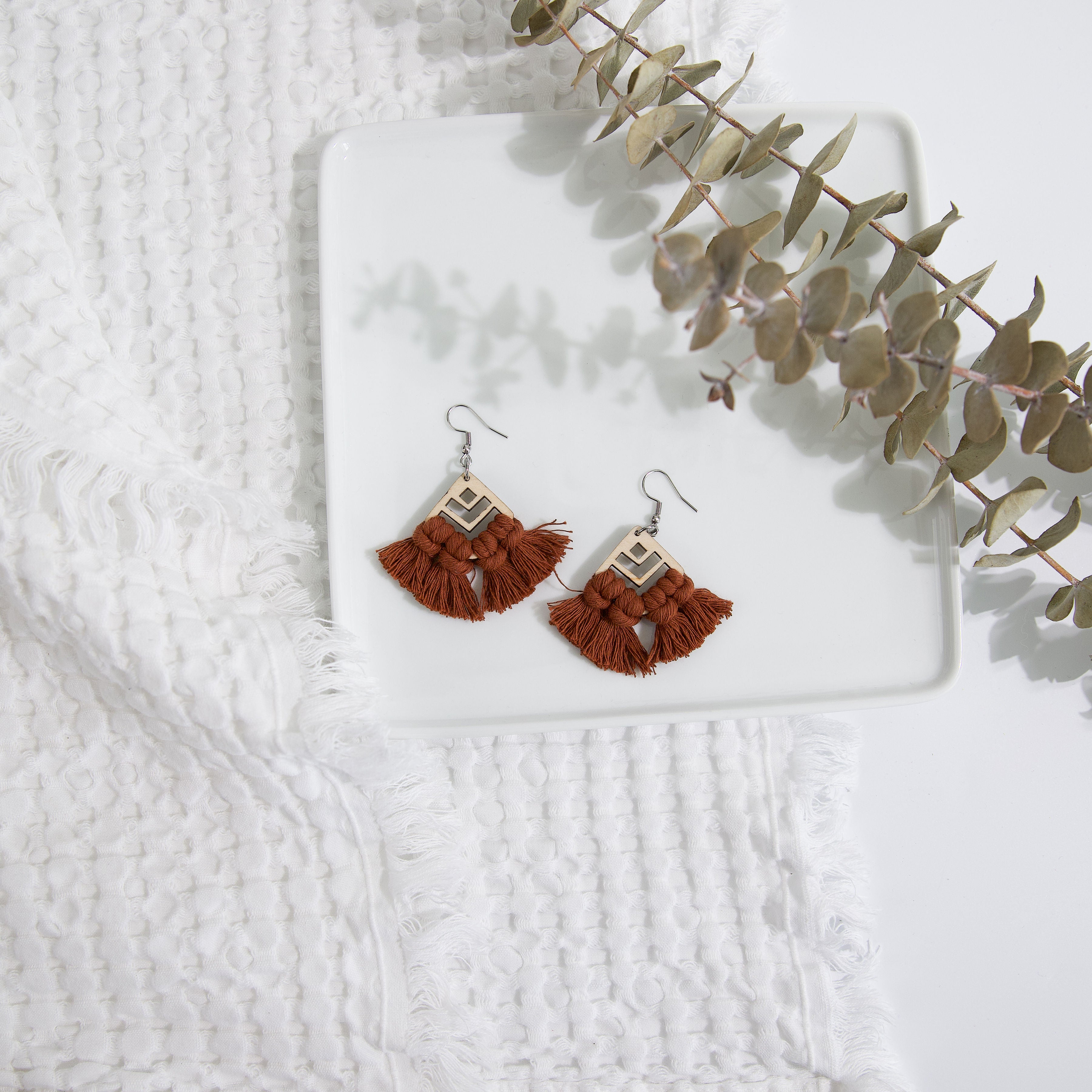 Macrame Diamond Cut-Out Earrings