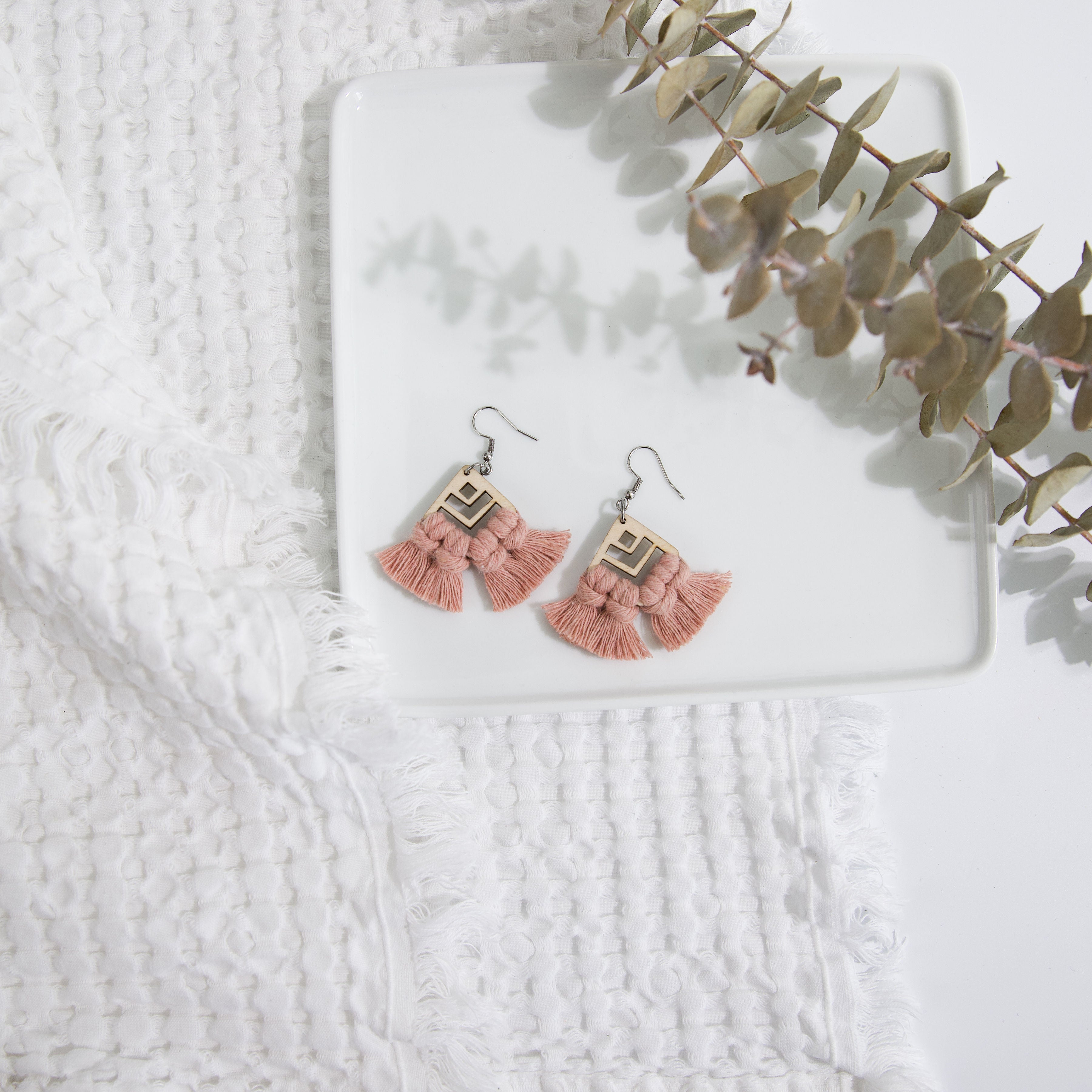 Macrame Diamond Cut-Out Earrings