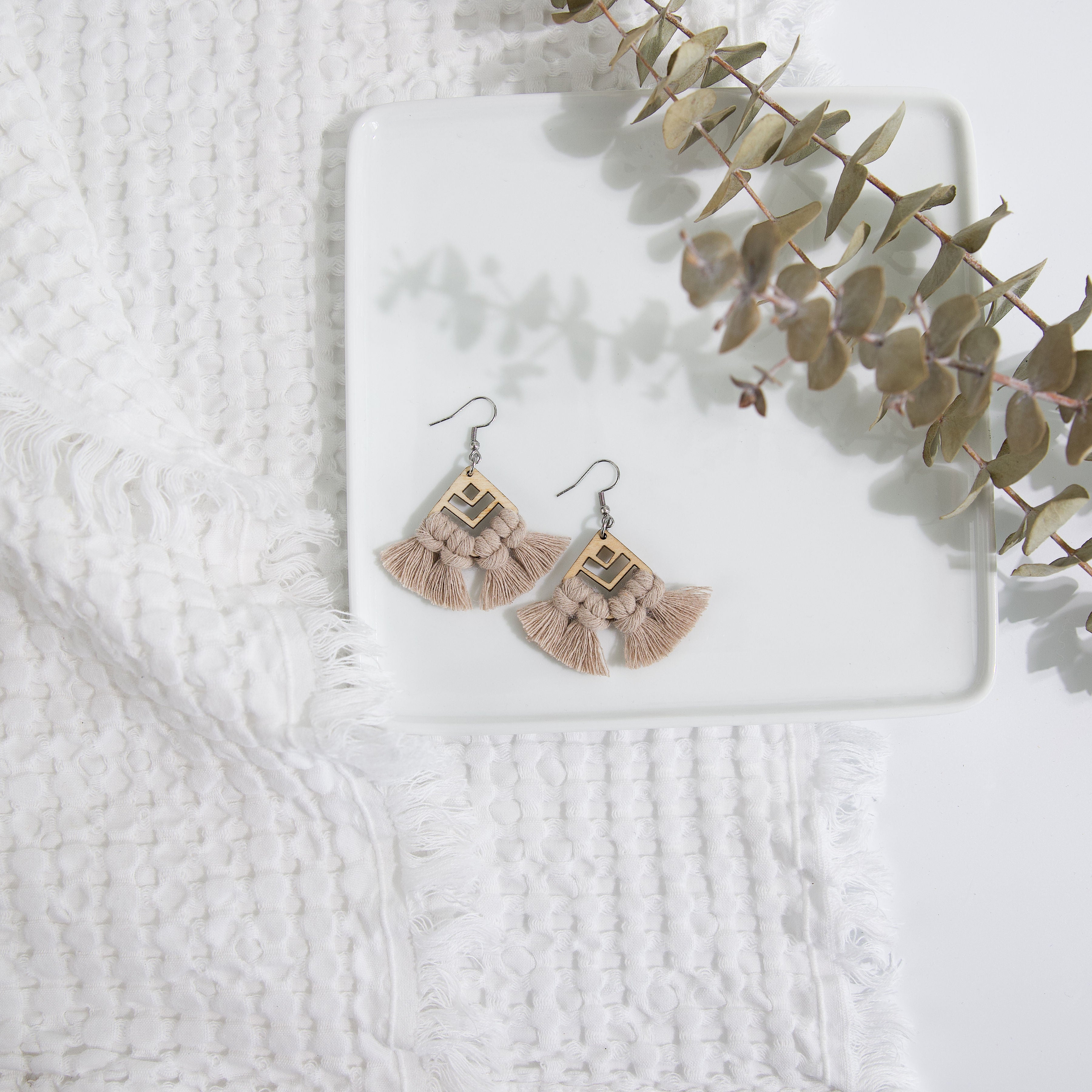 Macrame Diamond Cut-Out Earrings