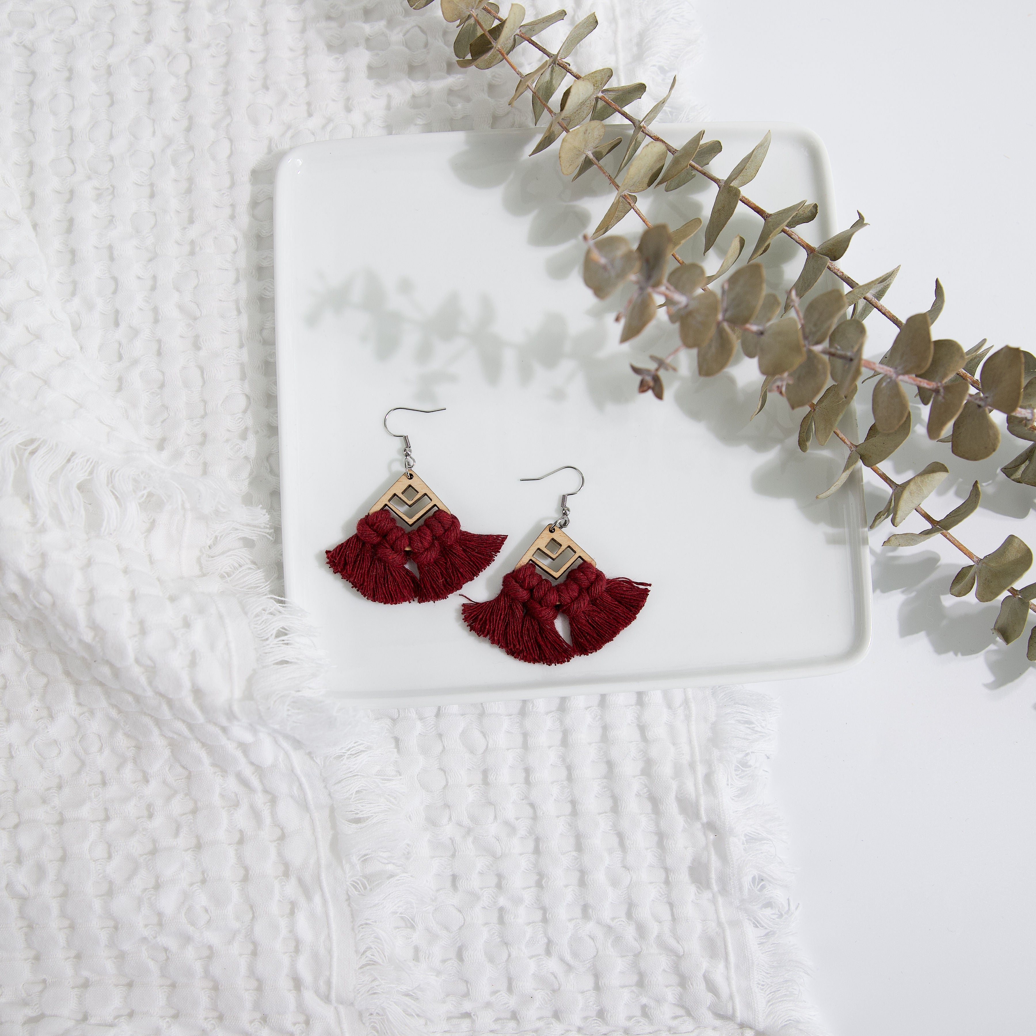 Macrame Diamond Cut-Out Earrings
