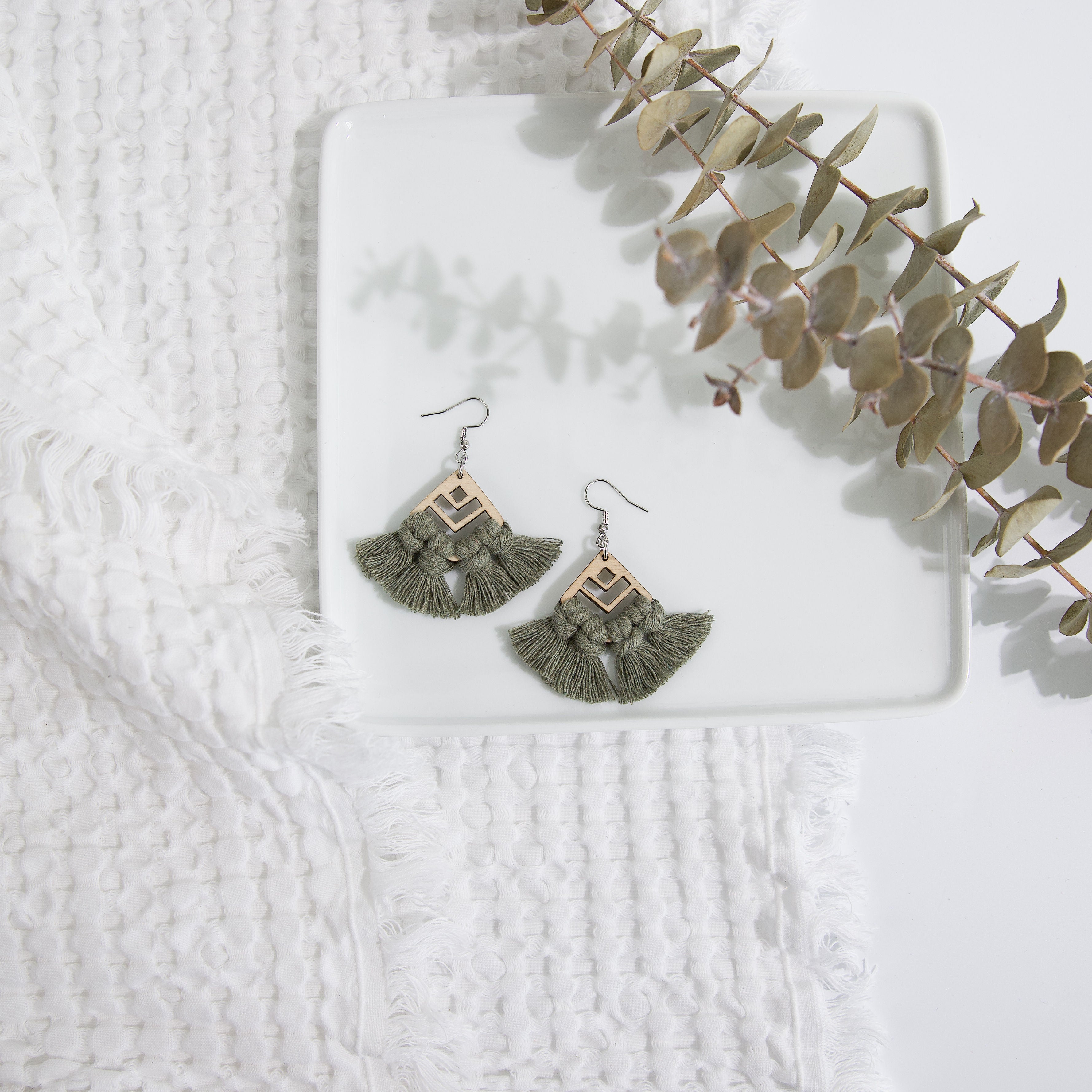 Macrame Diamond Cut-Out Earrings